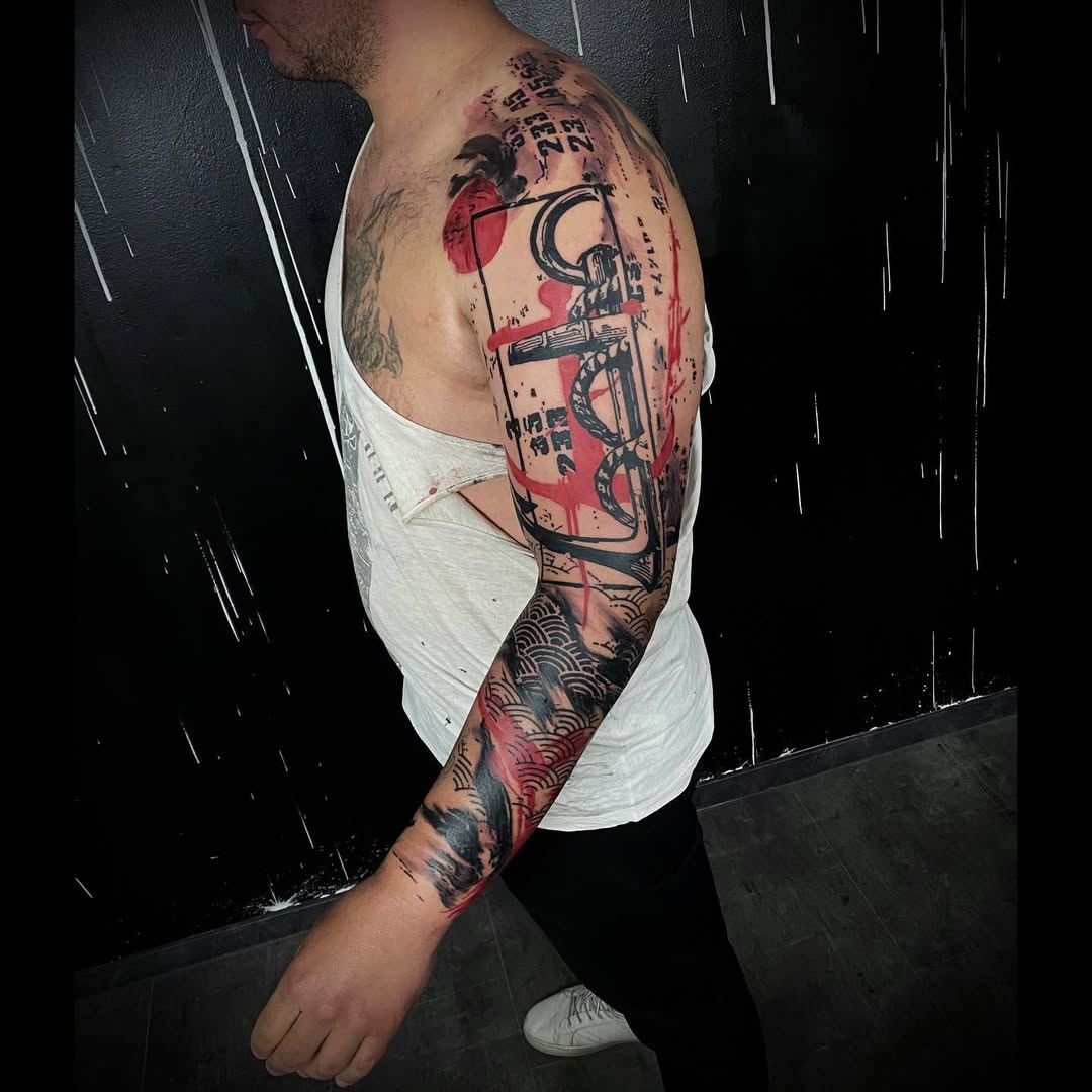 Trash Polka tattoo by Guido