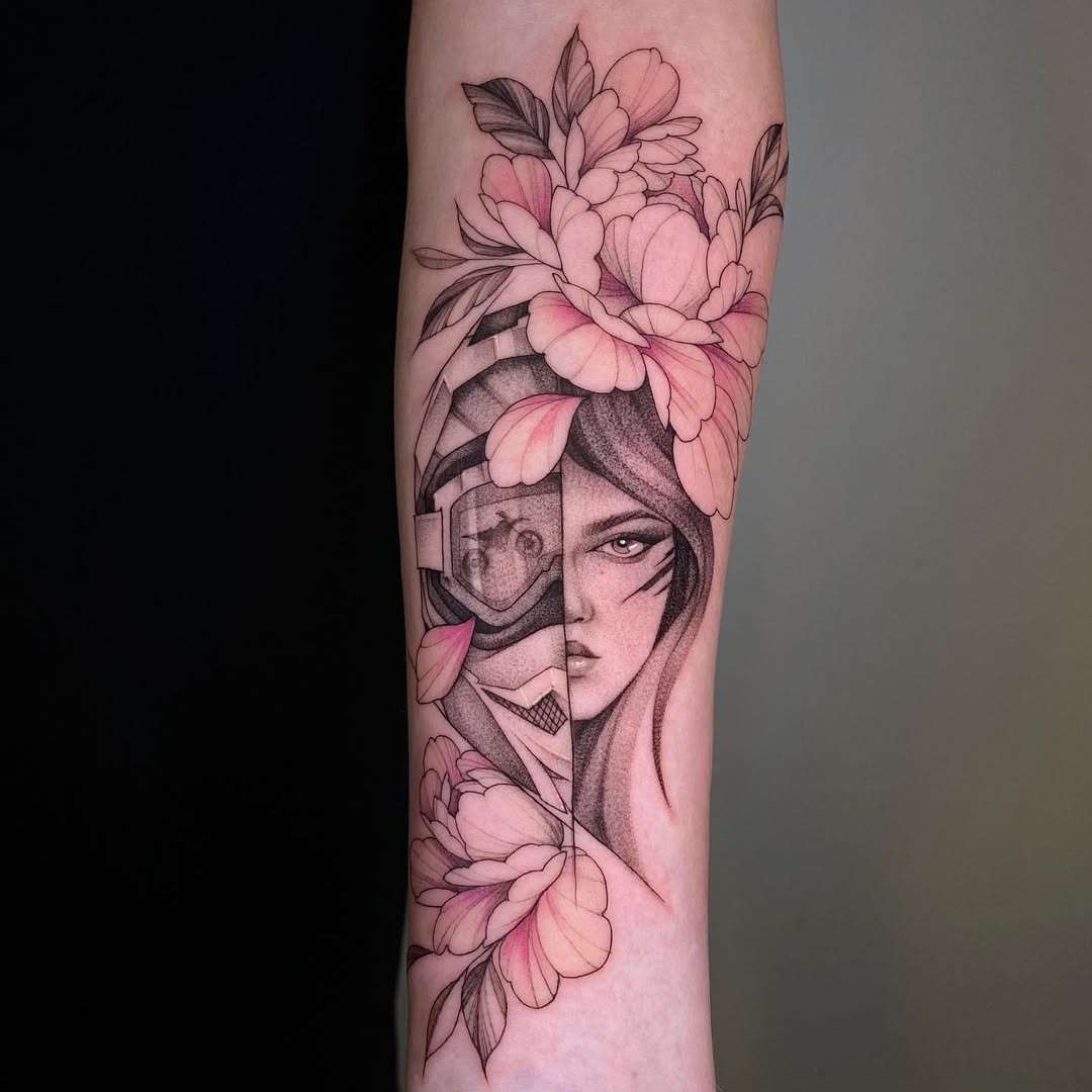 Unique style tattoo by Olga Koroleva