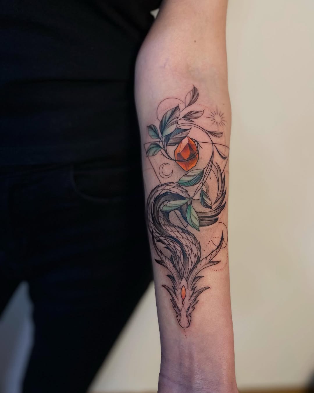 Unique style tattoo by Olga Koroleva