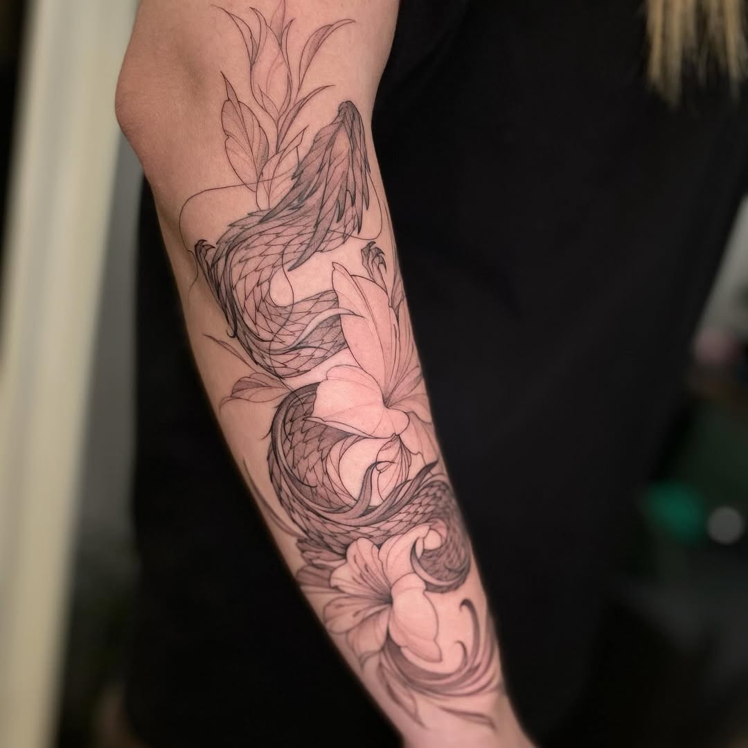 Unique style tattoo by Olga Koroleva