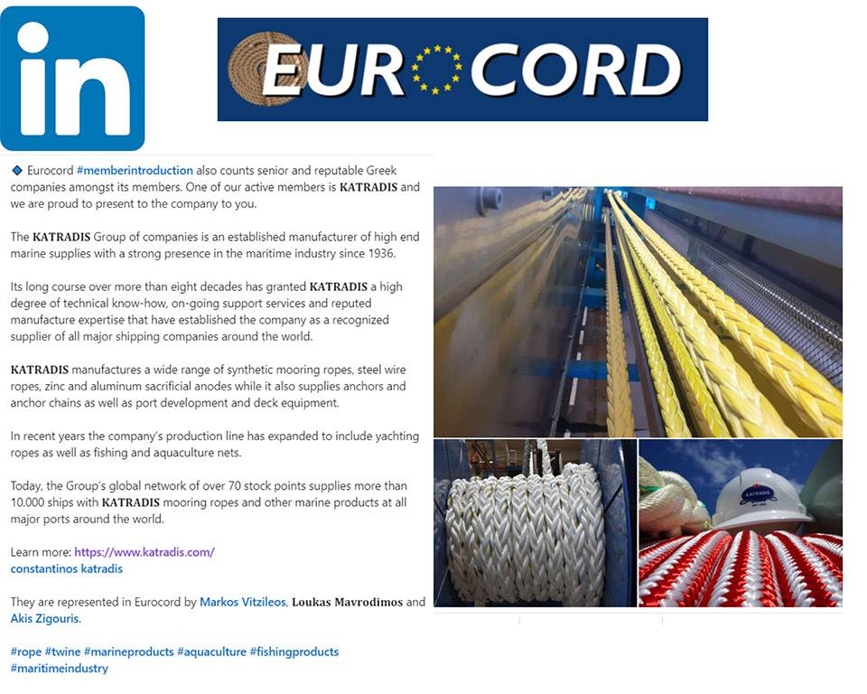 EUROCORD acknowledges KATRADIS as an established global rope manufacturer -  Katradis Marine Ropes