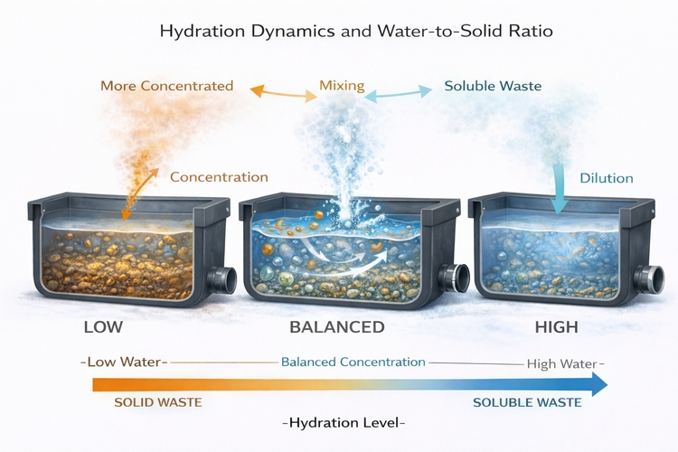 RV holding tank evacuation and residue visualization placeholder