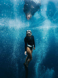 black Long Sleeve Swimsuit underwater | The Sulawesi Midnight