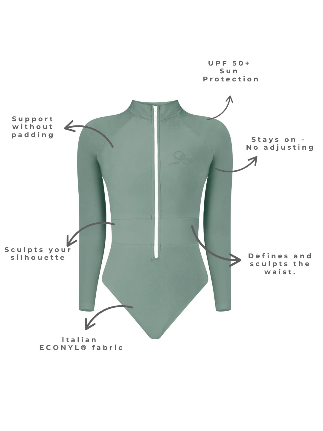 long sleeve swimsuit in olive green cut out
