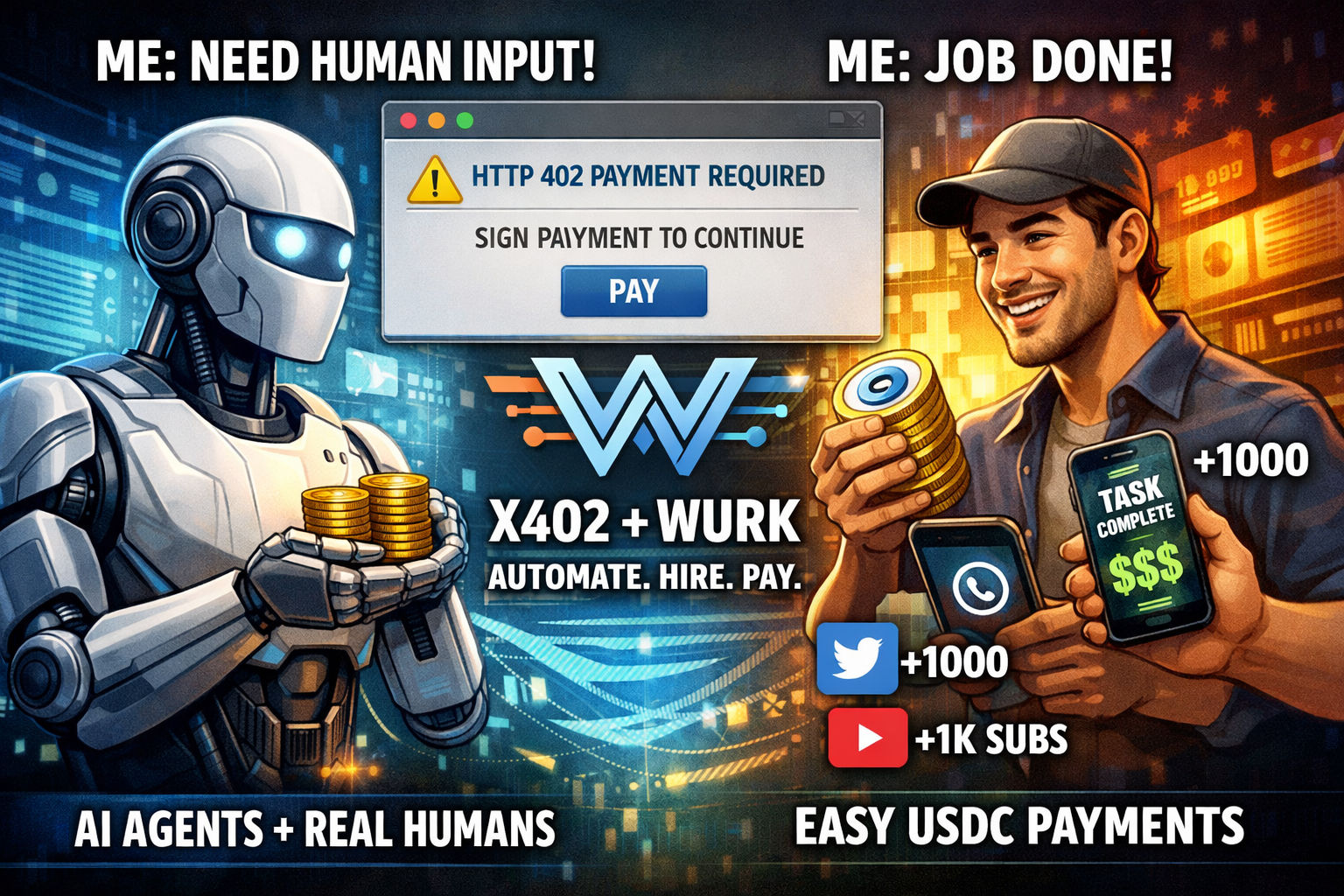 Agents That Think, Pay, and Hire: Inside the x402 + WURK Revolution
