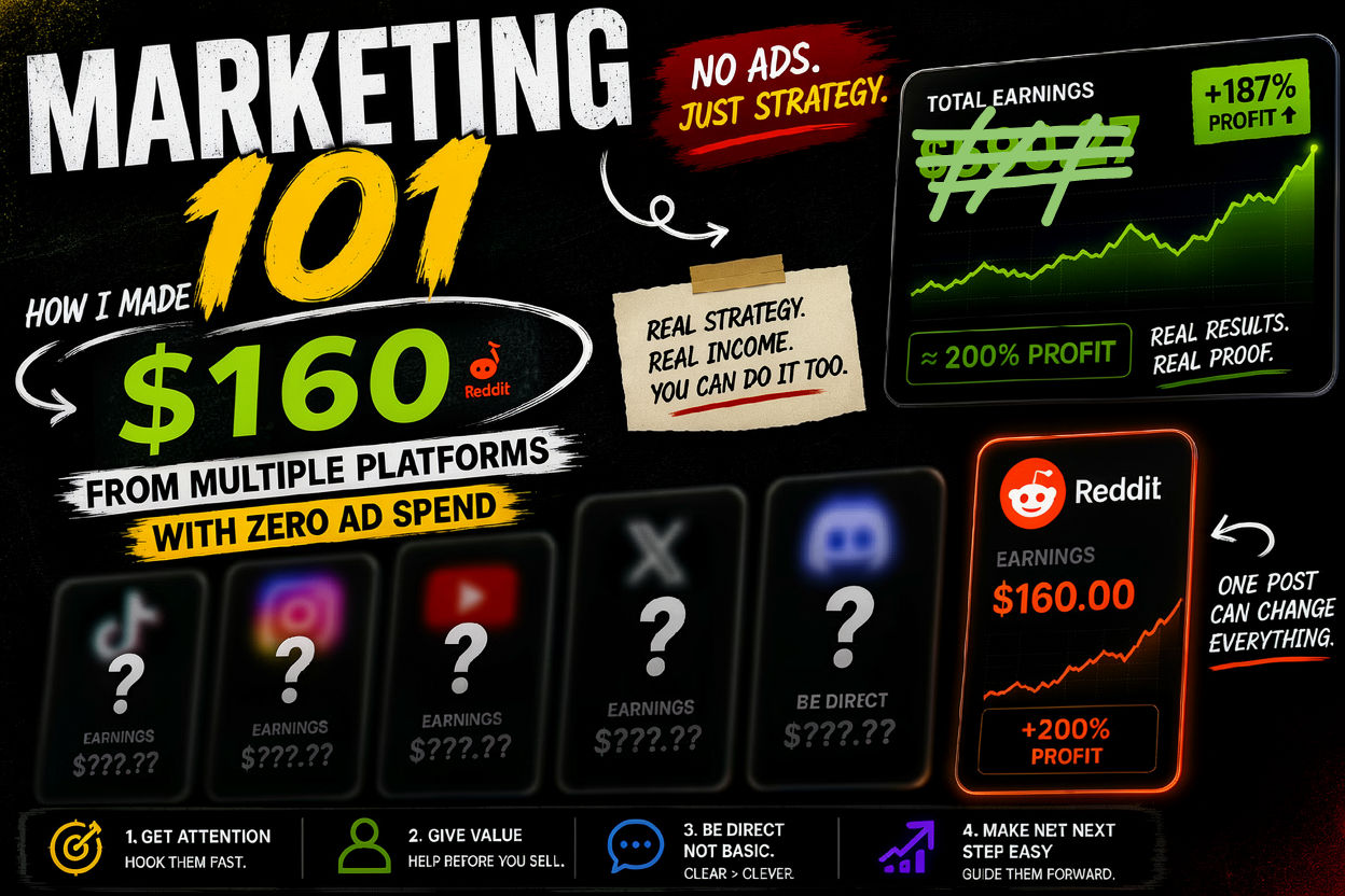 Marketing 101: How I Made $160 on Reddit With Zero Ad Spend