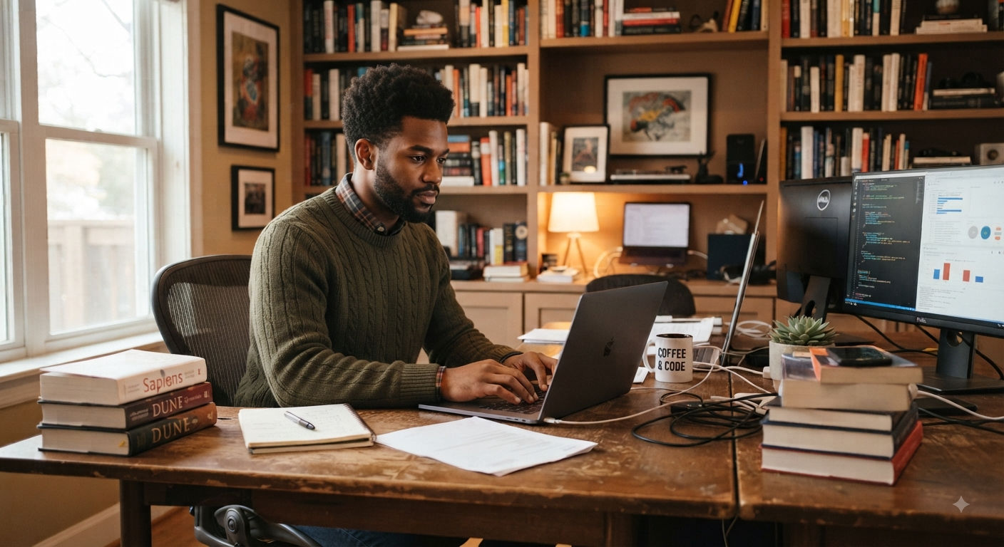 A man working in his workspace