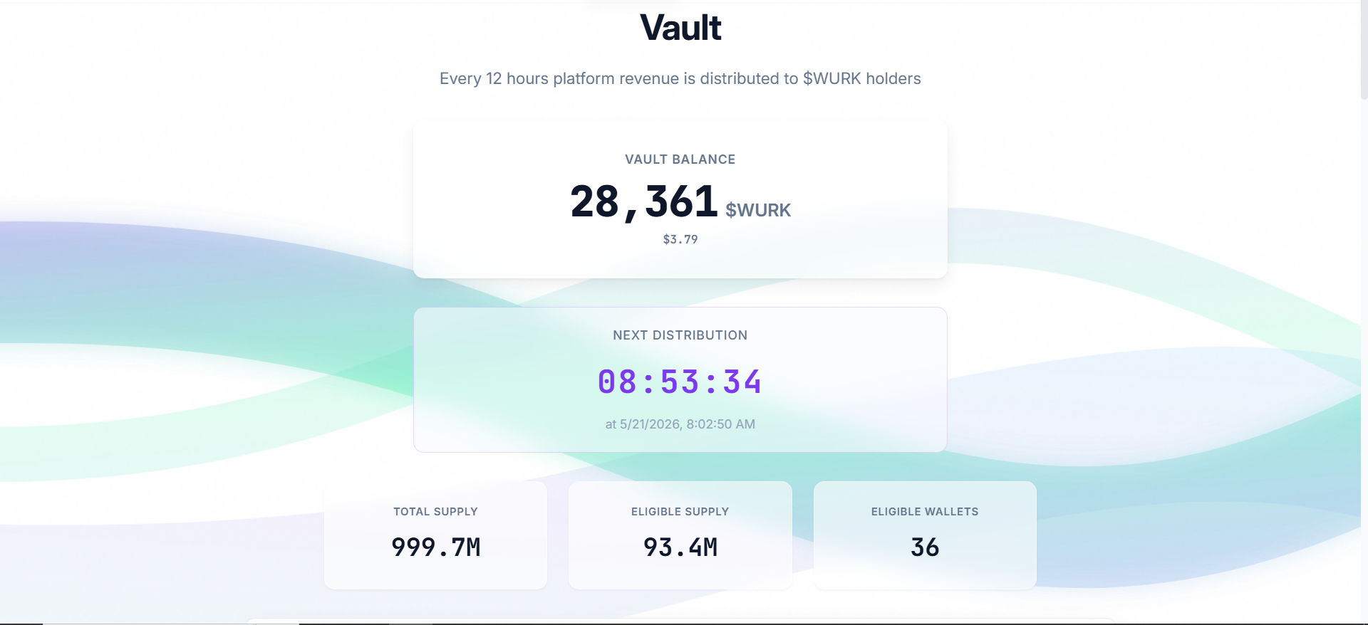 Figure 1 : Wurk Vault dashboard and countdown timer