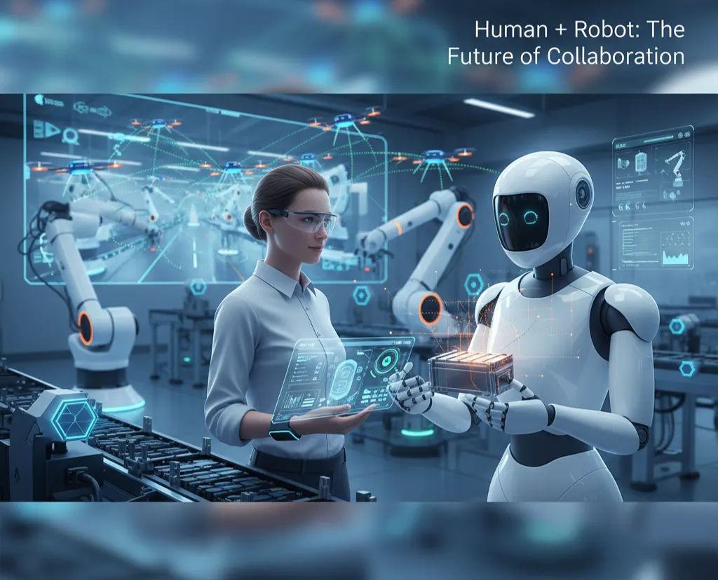 Image of human worker completing a micro-task next to AI agent dashboard