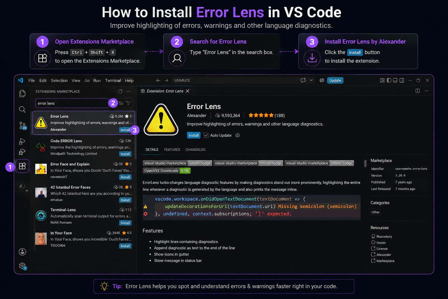Error Lens Installation