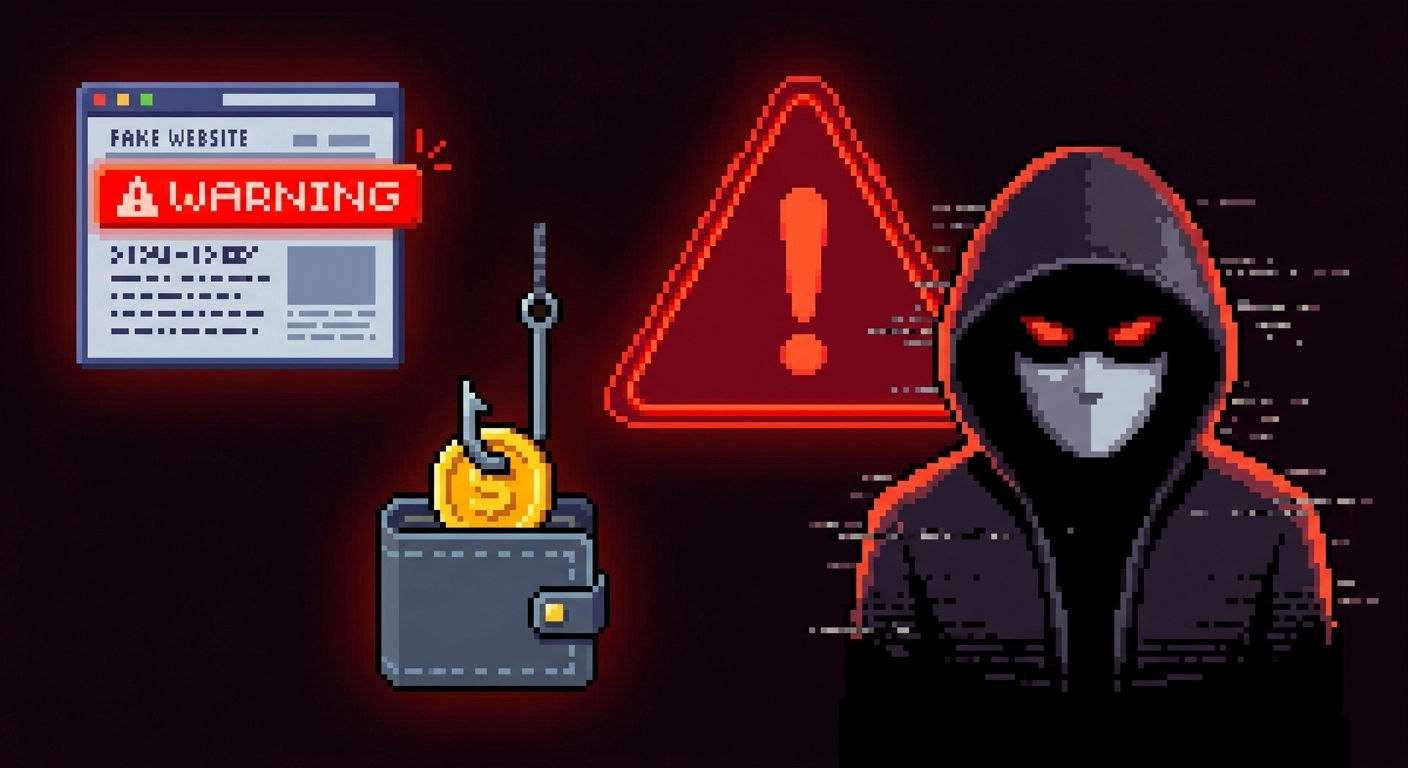 Web3 scam red flags pixel art