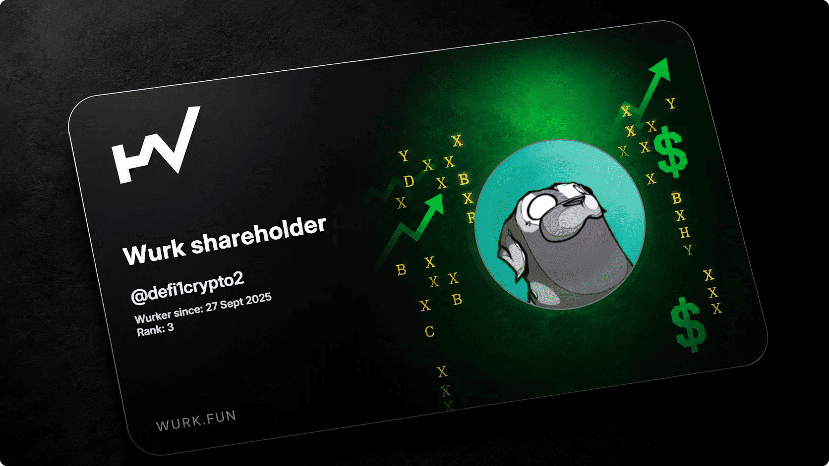 wurk shareholder card defi1crypto2