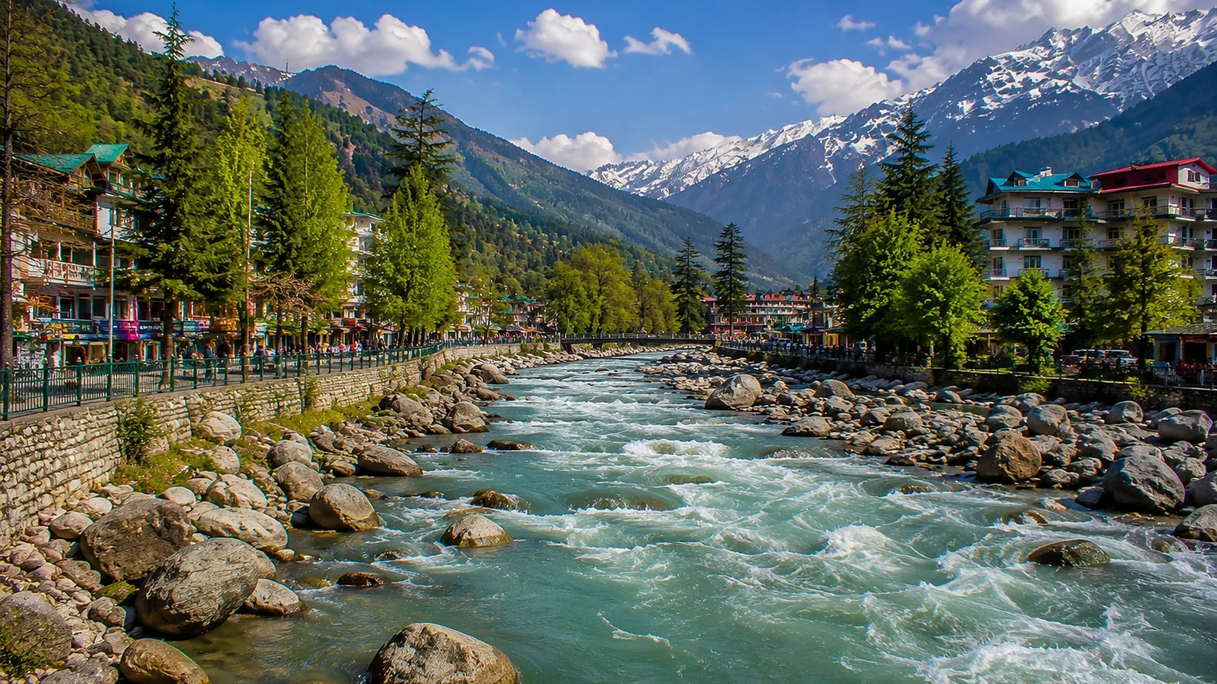 Beas River flowing through Manali valley