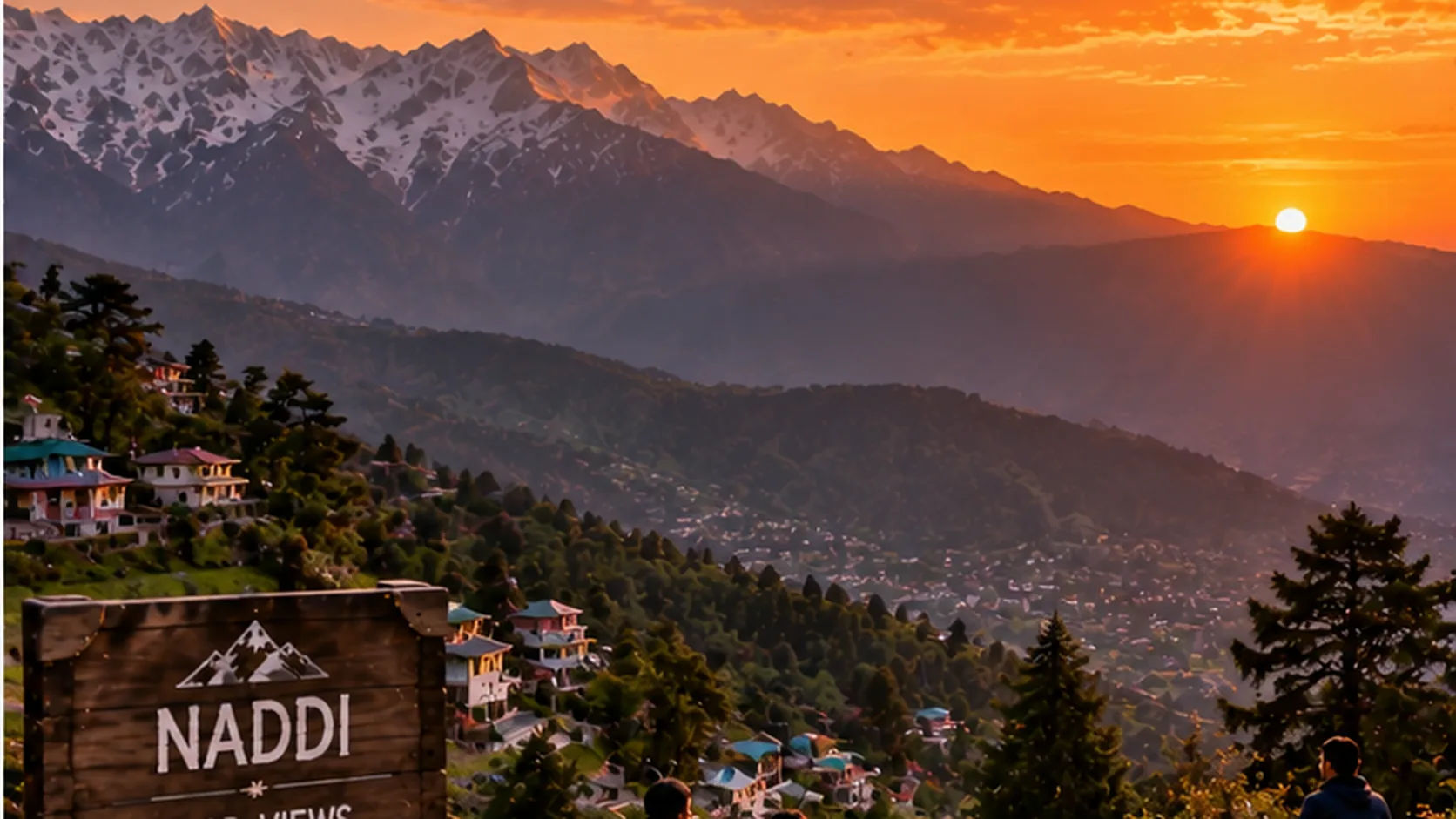 Sunset over the Dhauladhar mountains from Naddi near McLeod Ganj