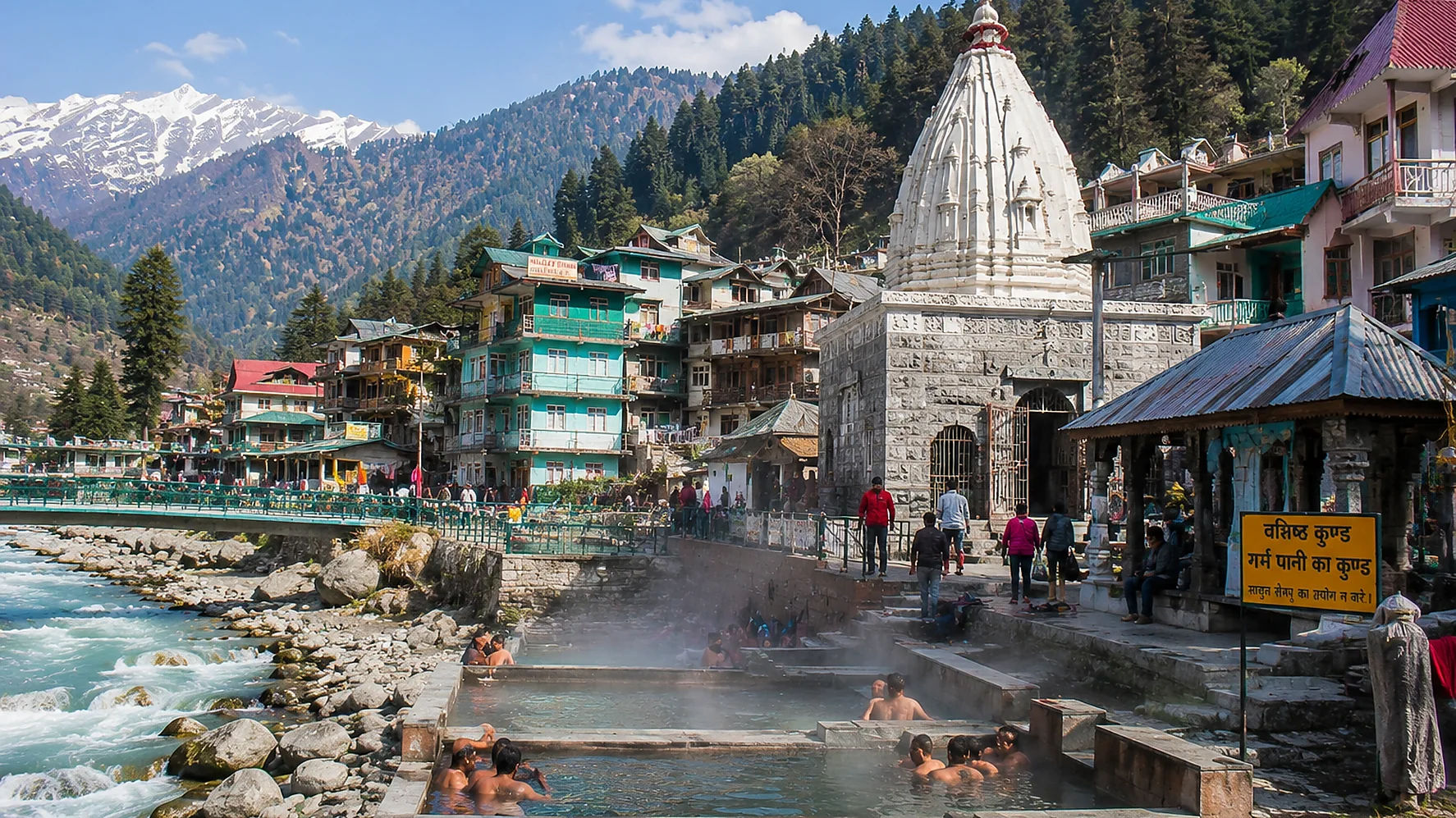 Vashisht village and hot springs near Manali
