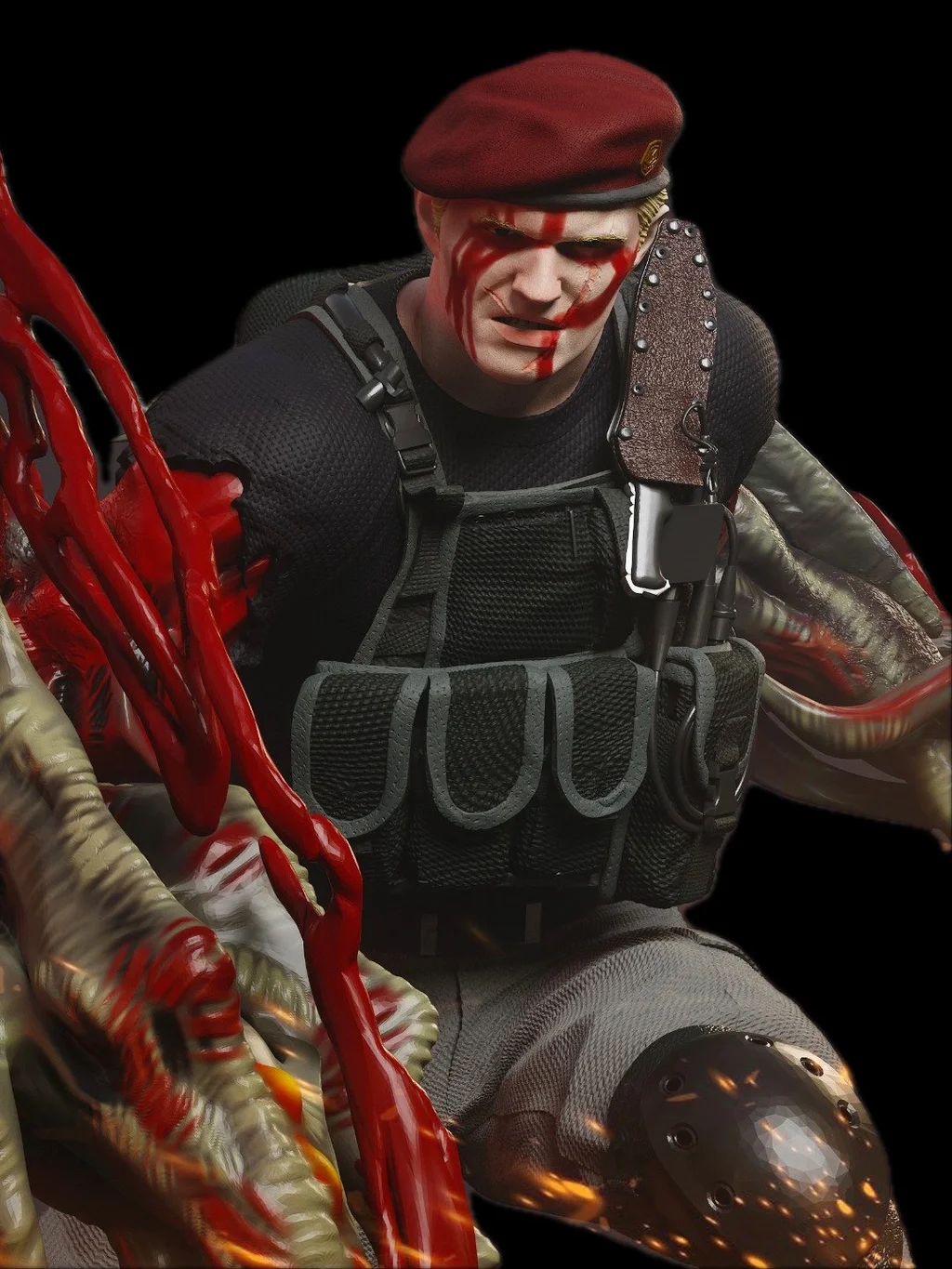 Figura jack krauser resident evil action em resina 3D - Fidel Figures