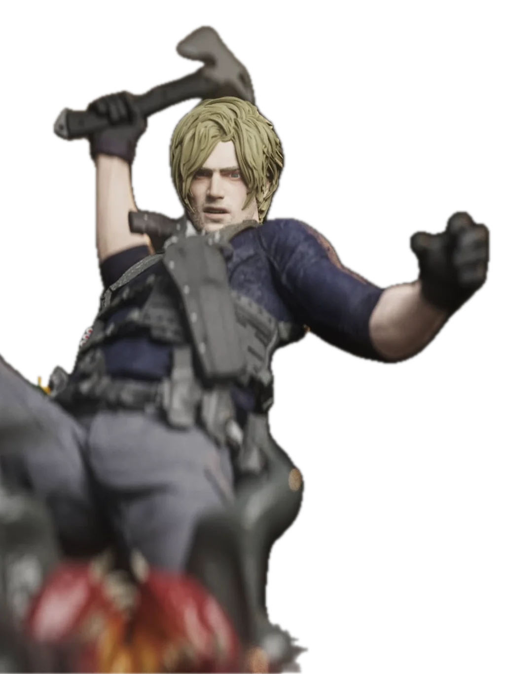 Figura leon s kennedy resident evil action luxo em resina 3D - Fidel Figures