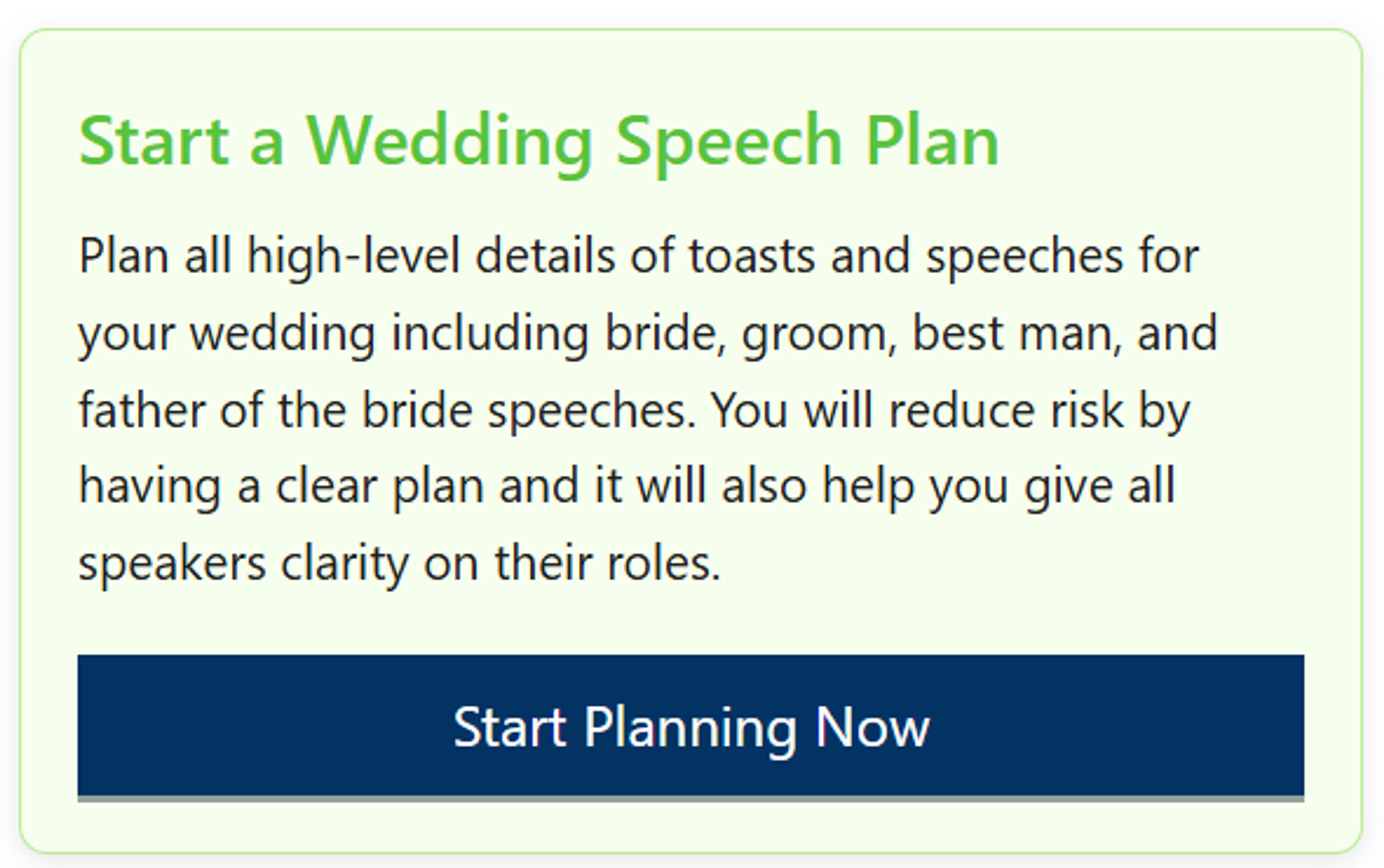 My Projects page showing entry point to speech planning journey