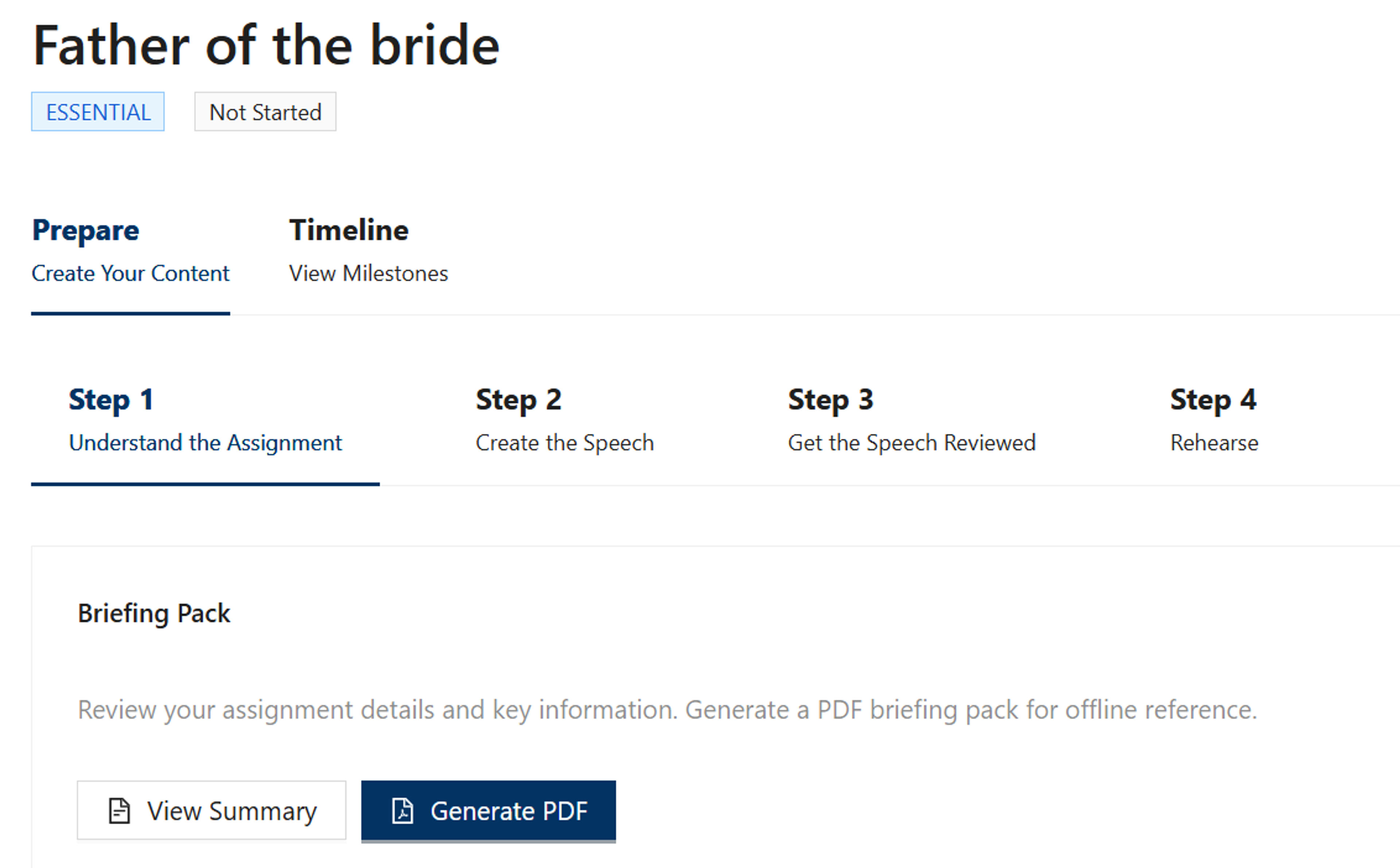 Speaker dashboard showing speech generation and document management