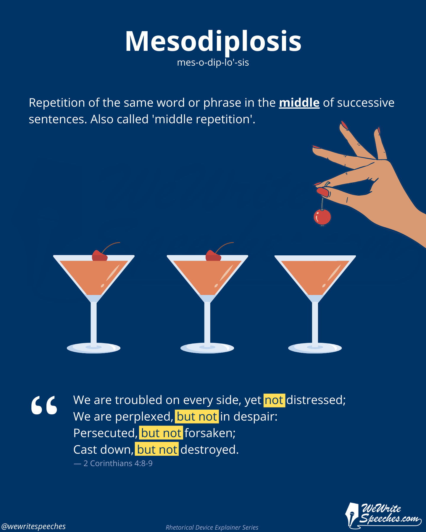 WWS rhetorical device explainer card on mesodiplosis