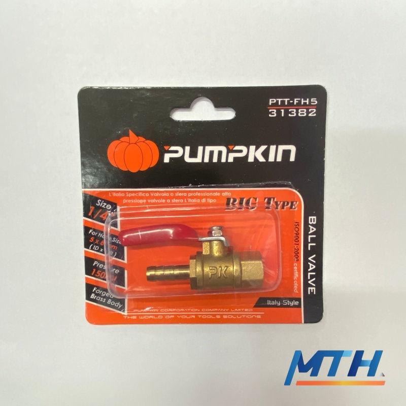 รูปภาพสินค้า ก๊อกลม 1/4" เกลียวใน+หางปลา Pumpkin 31382/PTT-FH5