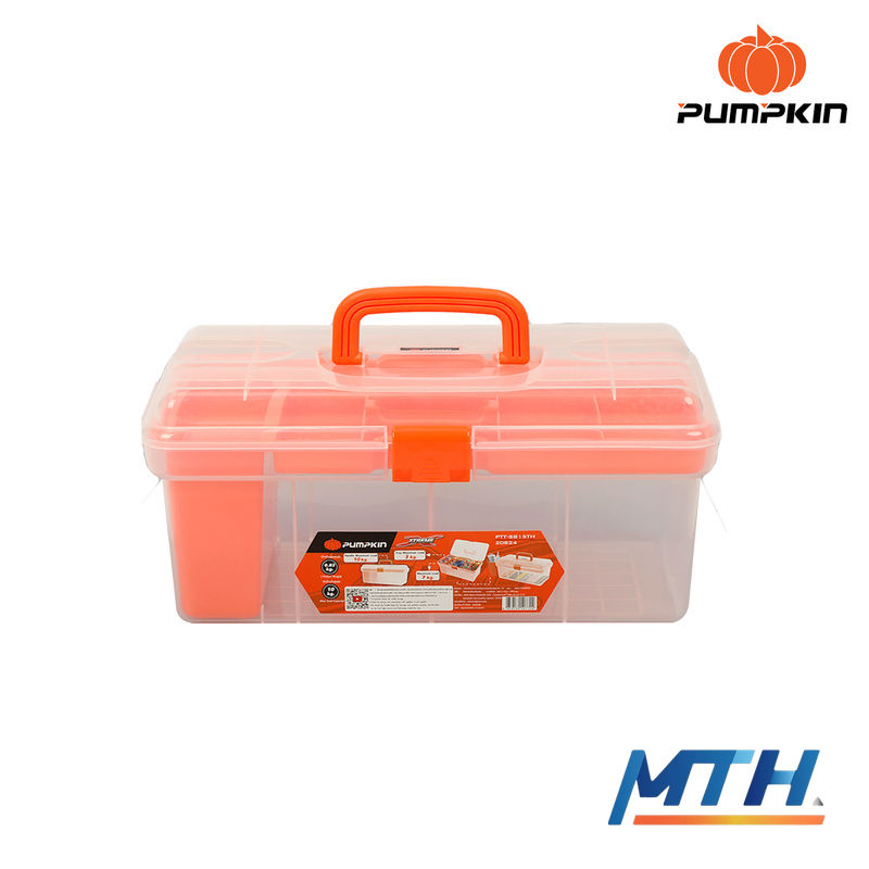 รูปภาพสินค้า กล่องเครื่องมือPVC Pumpkin 15" 20824 PTT-SB15TH +ถาด+ช่องเสียบข้าง ใส