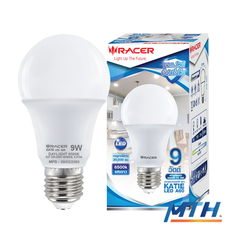 รูปภาพสินค้า หลอด Bulb LED  9W RACER DL แสงขาว A60/KATIE B00120