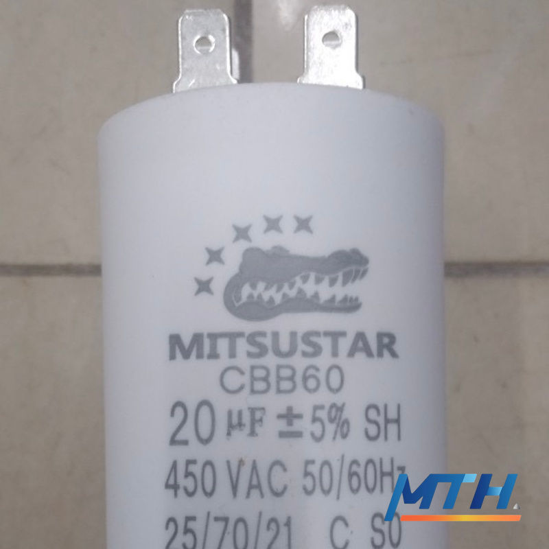รูปภาพสินค้า คอนกลม(เสียบ)  20MF 450V Mitsustar 44248 ผอม/สี่ขั้ว    ed209065