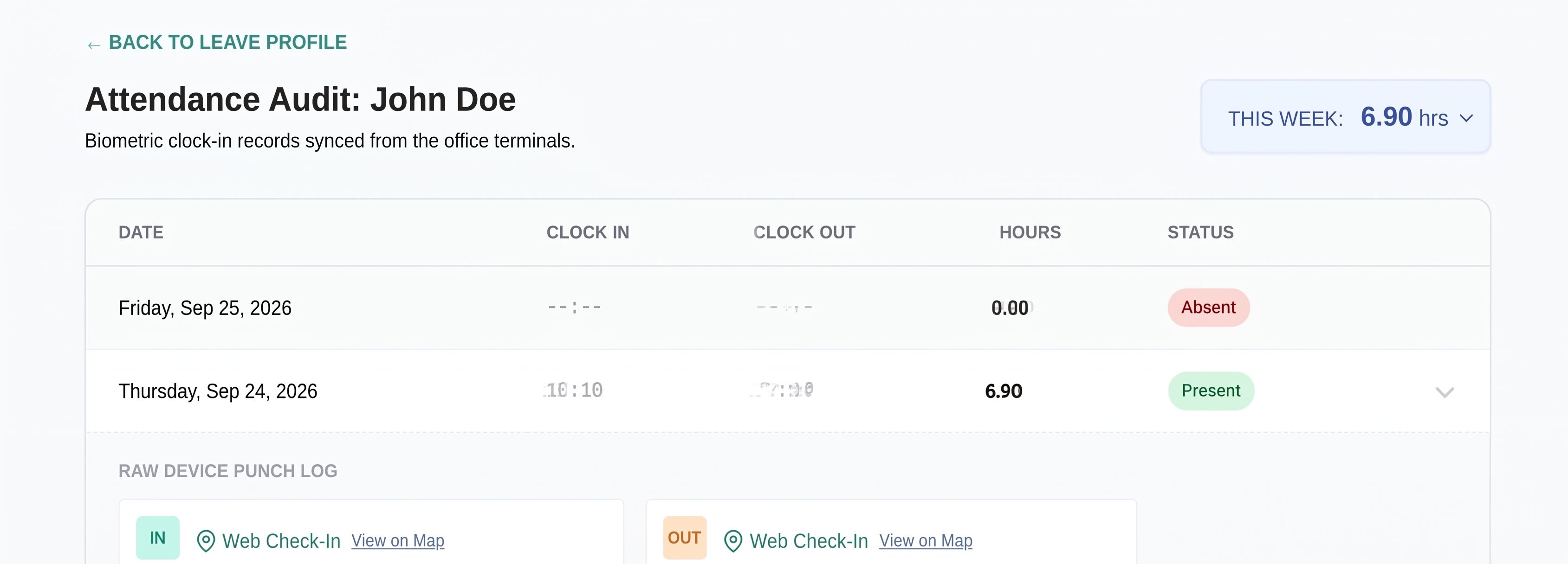 Web Punch Geolocation Tracking