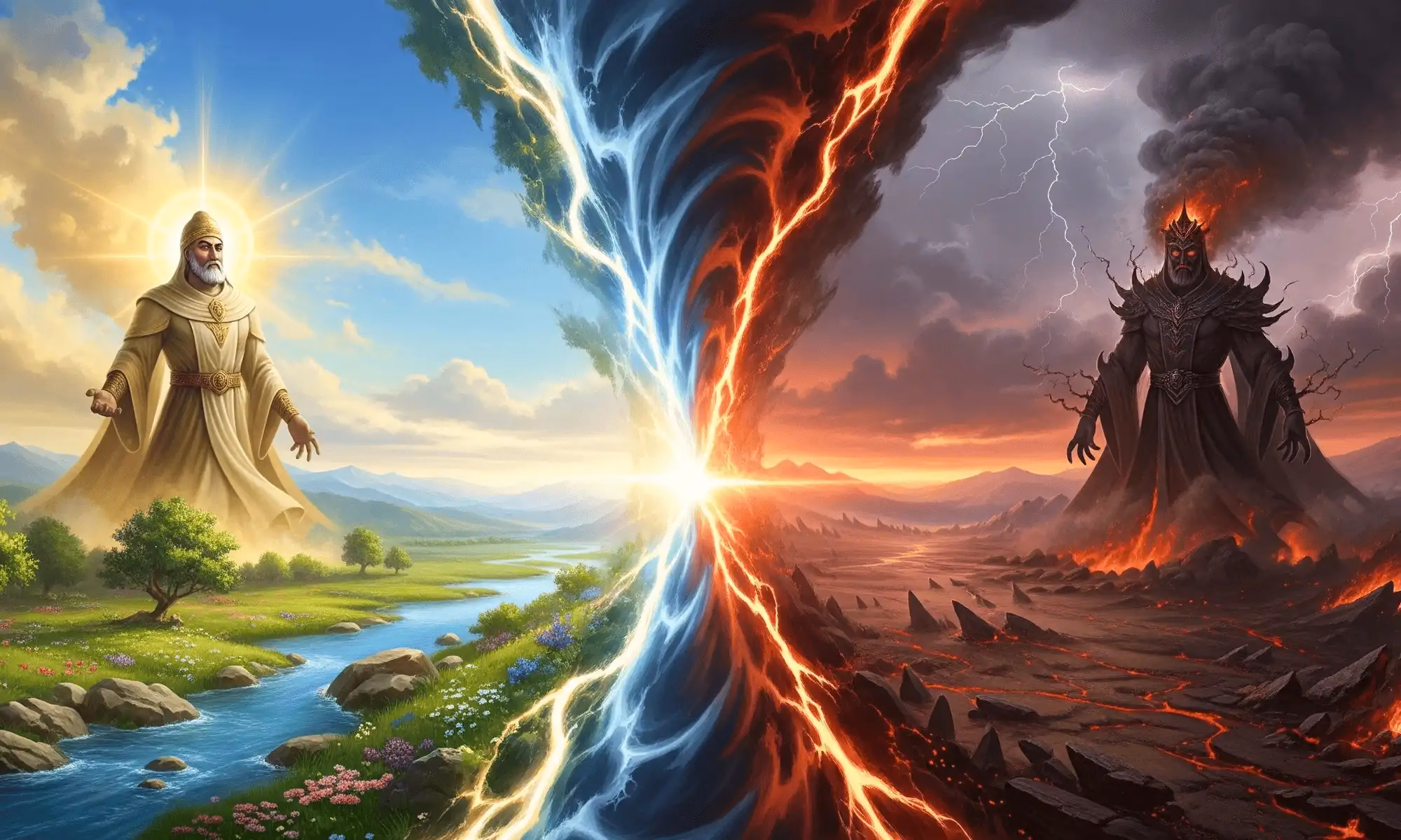 Ahura Mazda and Angra Mainyu: Cosmic Duality
