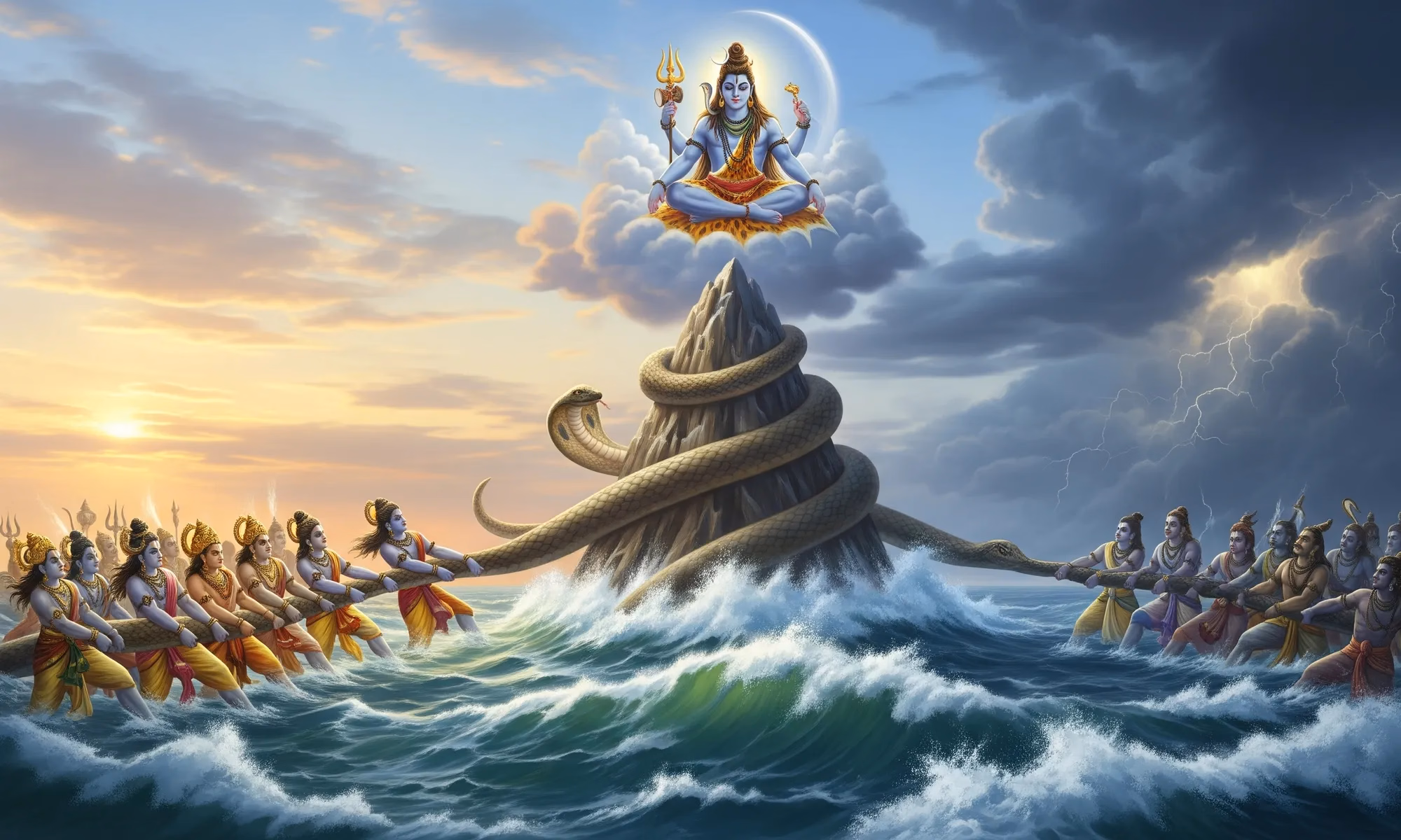 Samudra Manthan: The Churning of the Ocean and Its Cosmic Treasures