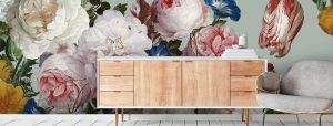 grote bloemen op behang