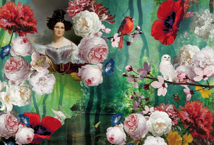 kunst geprint op behang