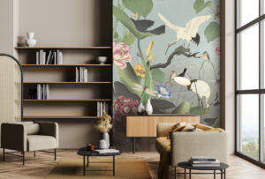 behang met kraanvogels