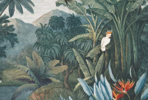 groen behang bladermotief