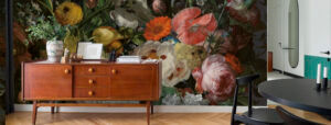 behang met bloemen