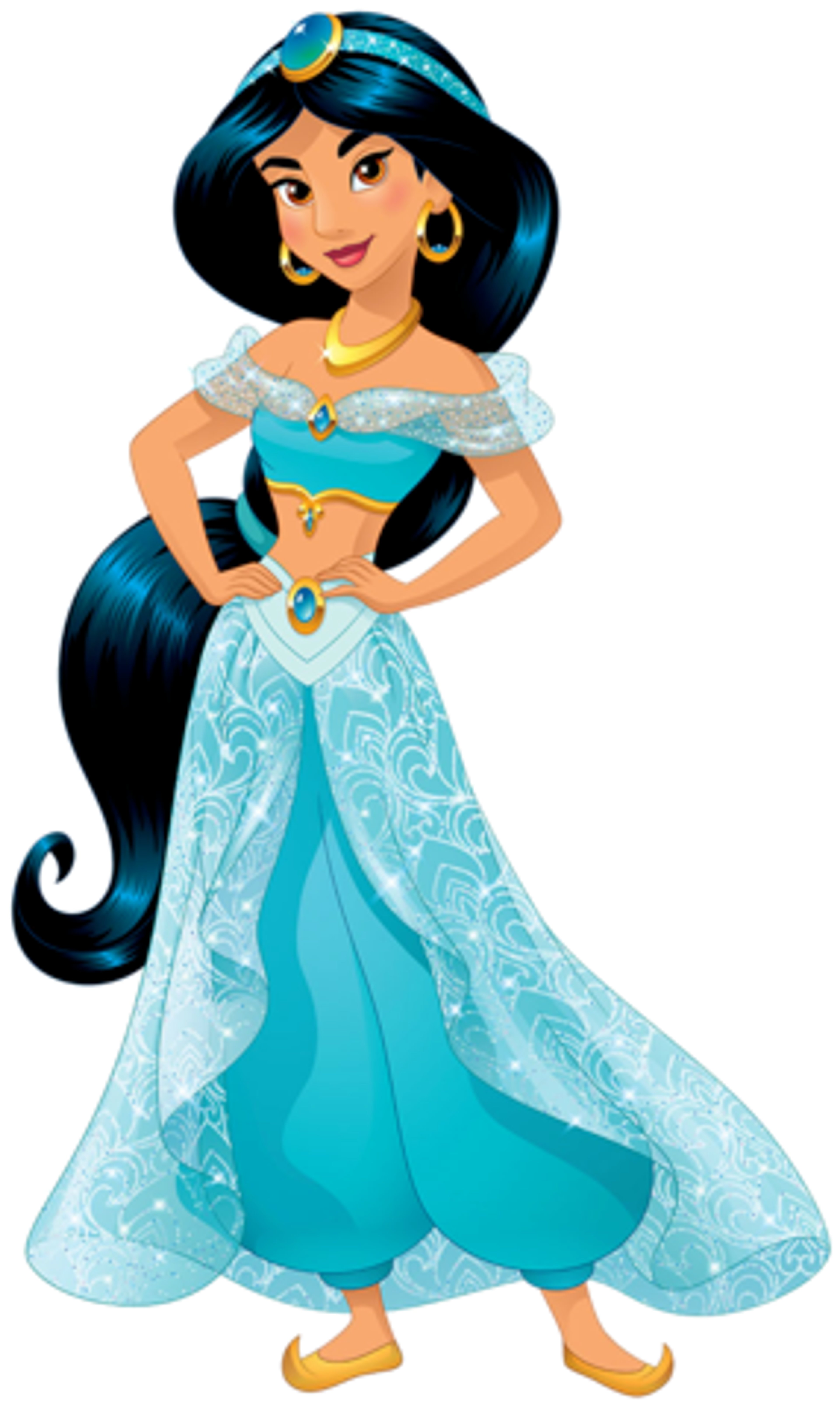 An animated Disney Princess Jasmine character from the Aladdin film series.