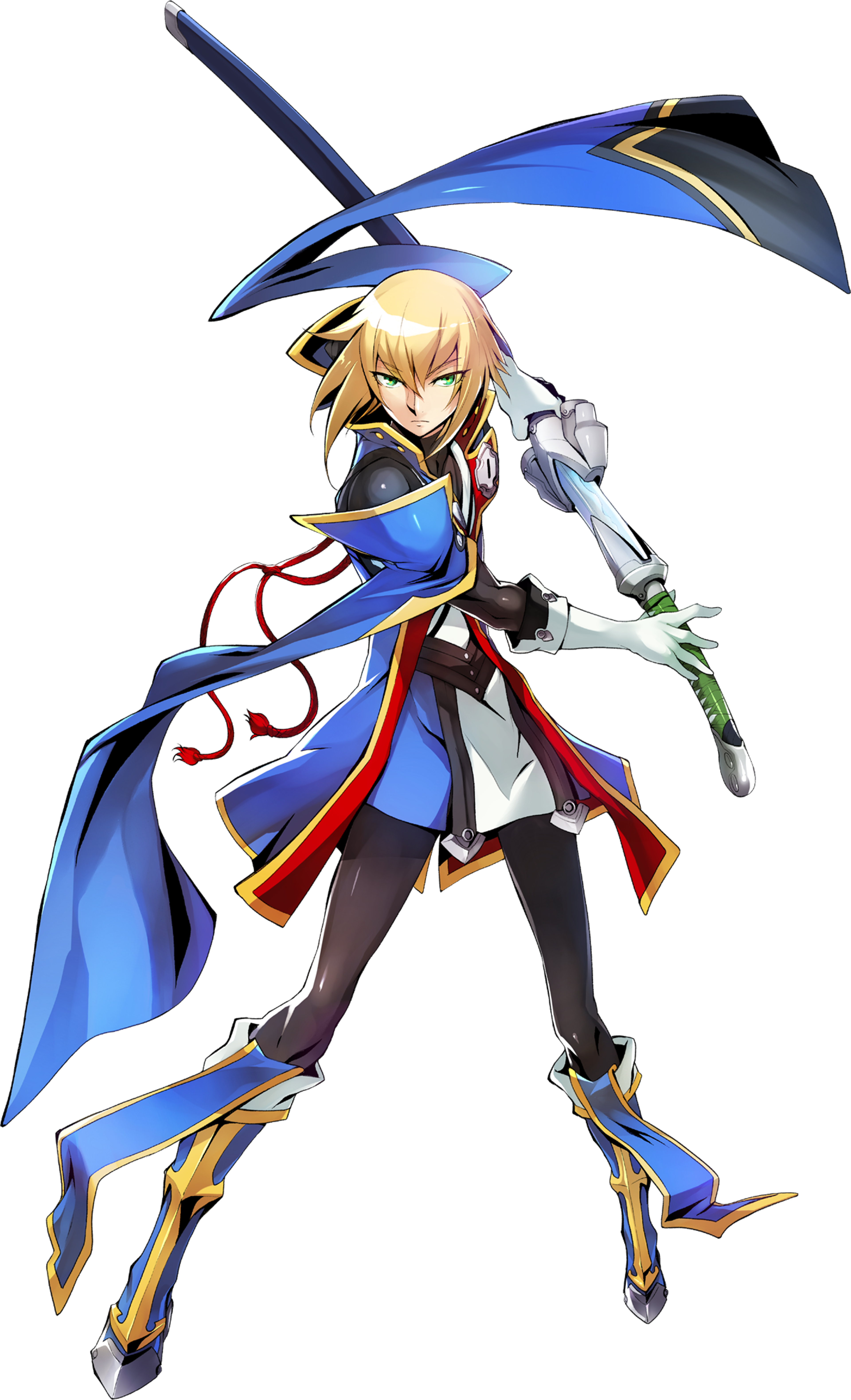 A young, serious-looking male character in a military-style uniform holding a sword or weapon.