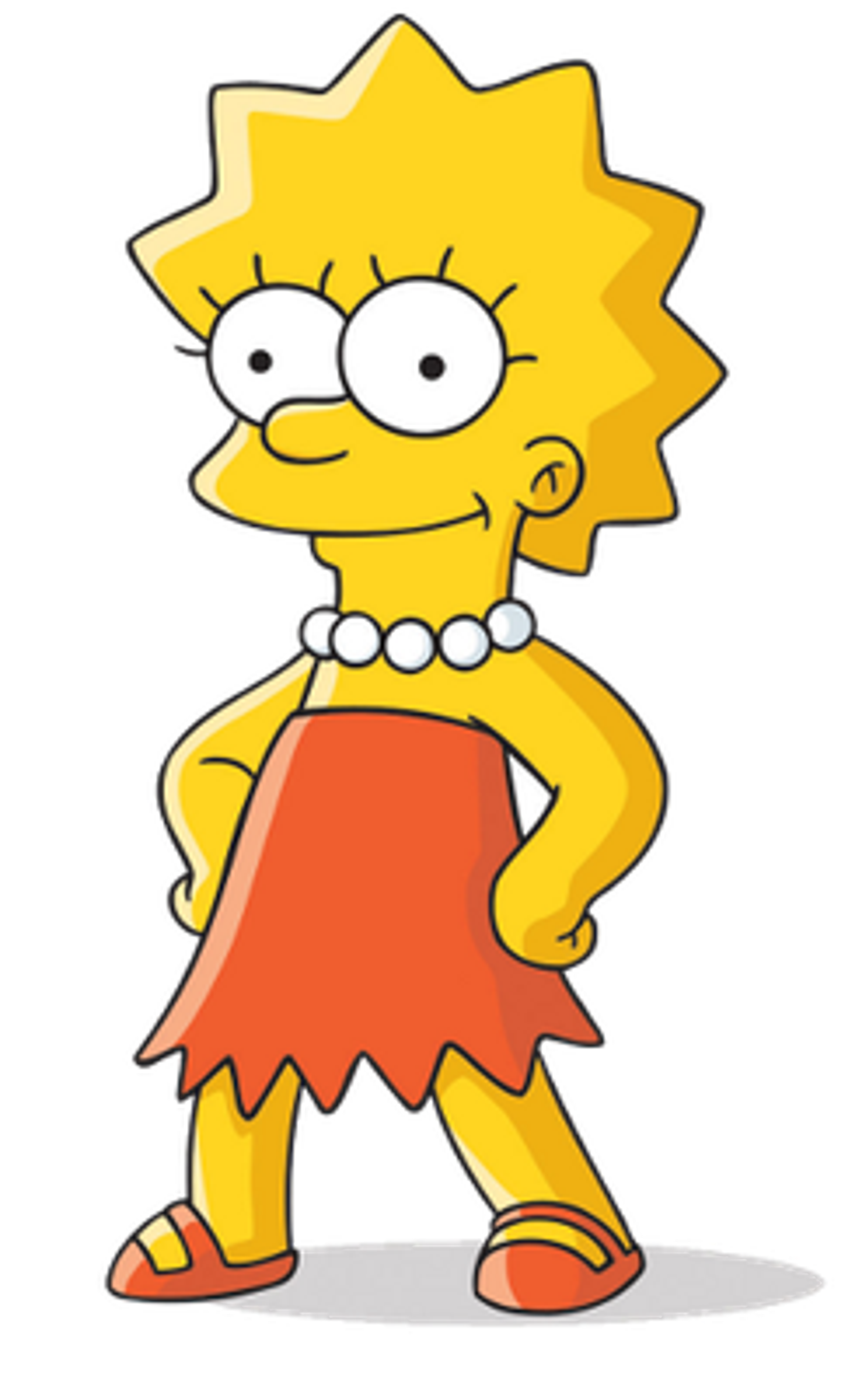 A cartoon image of Lisa Simpson, the intelligent and idealistic middle child of the Simpson family.