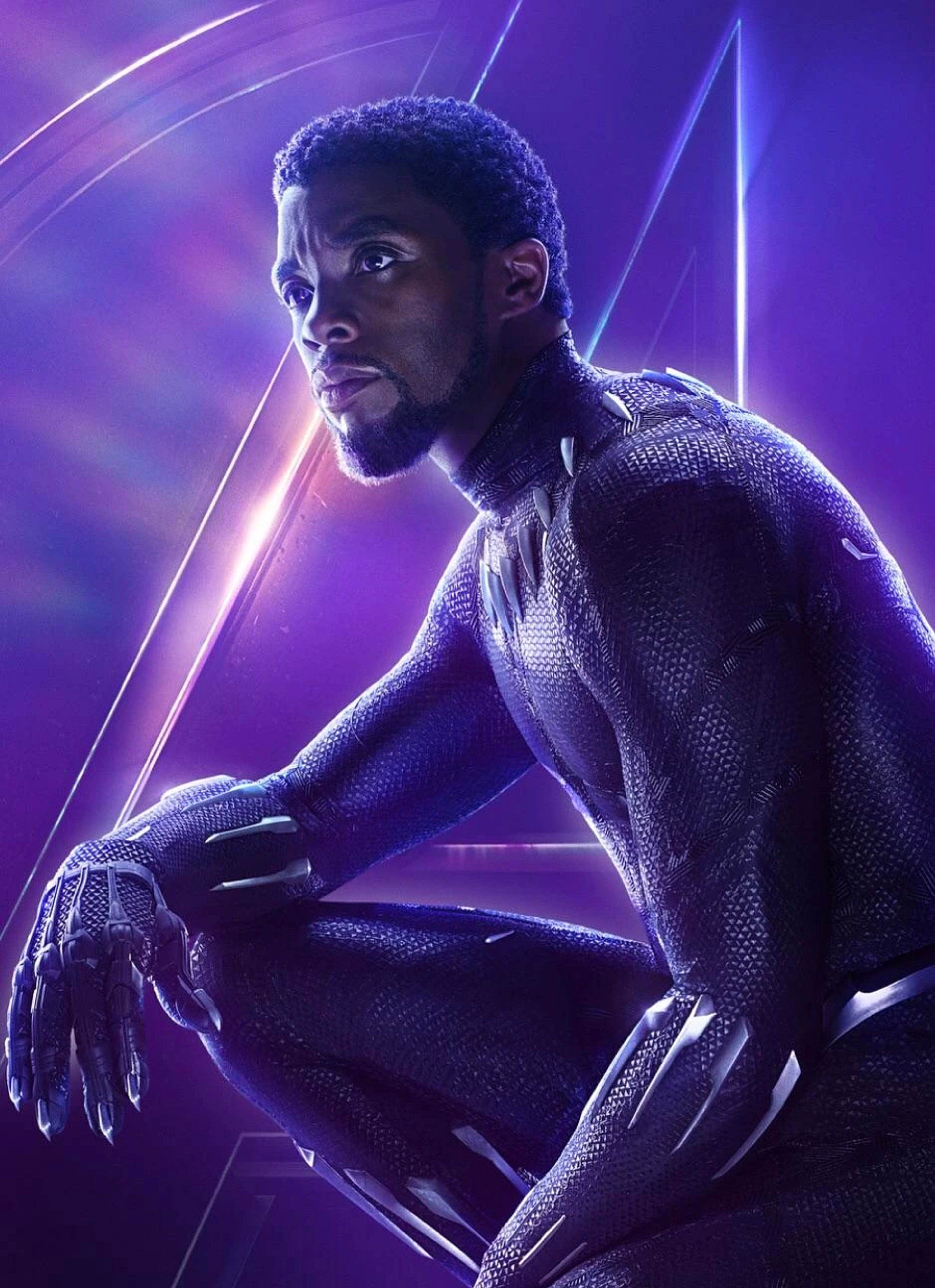 A close-up portrait of the Black Panther superhero character from the Marvel Cinematic Universe.