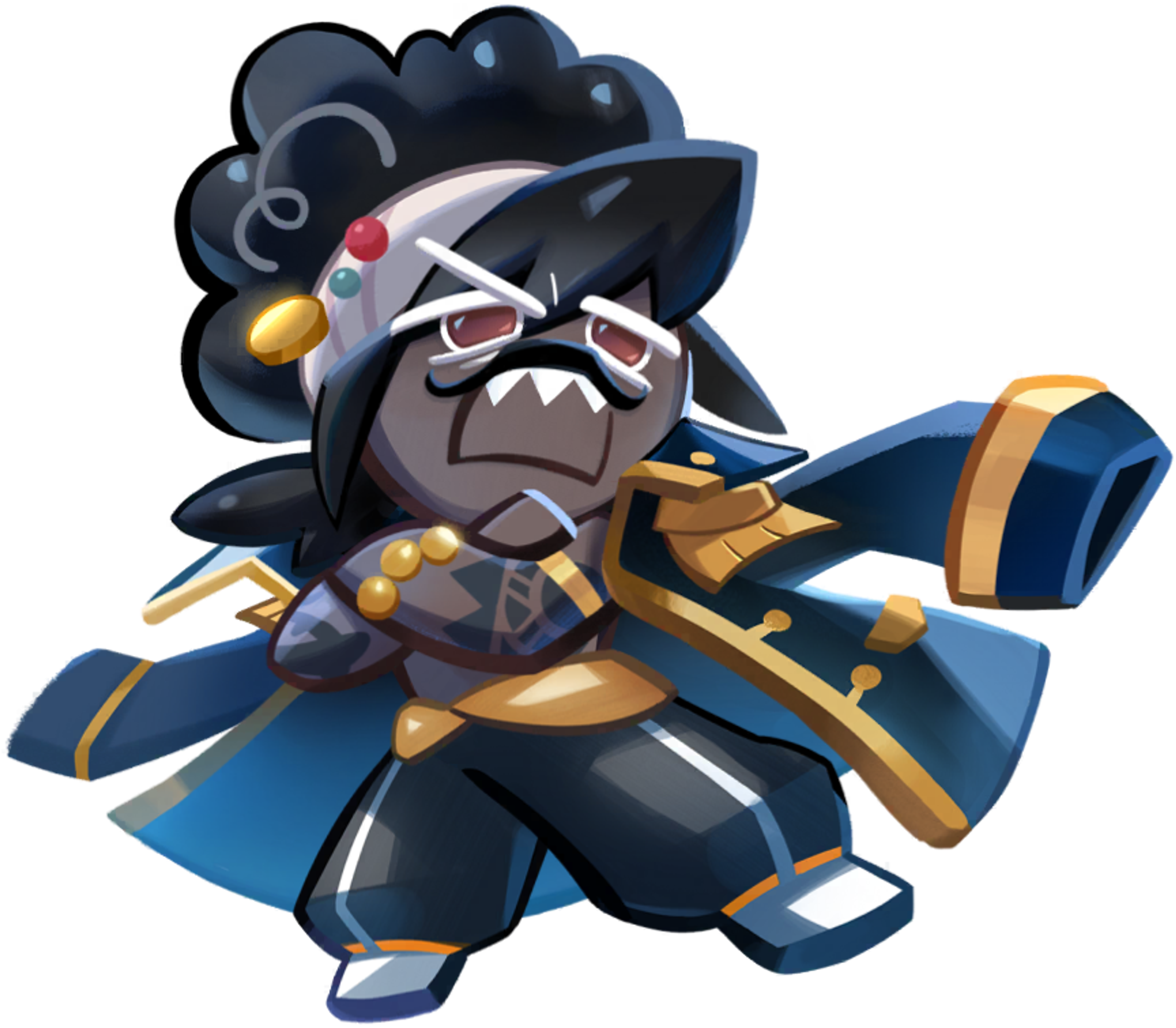 A grizzled, intimidating sea captain in a naval uniform