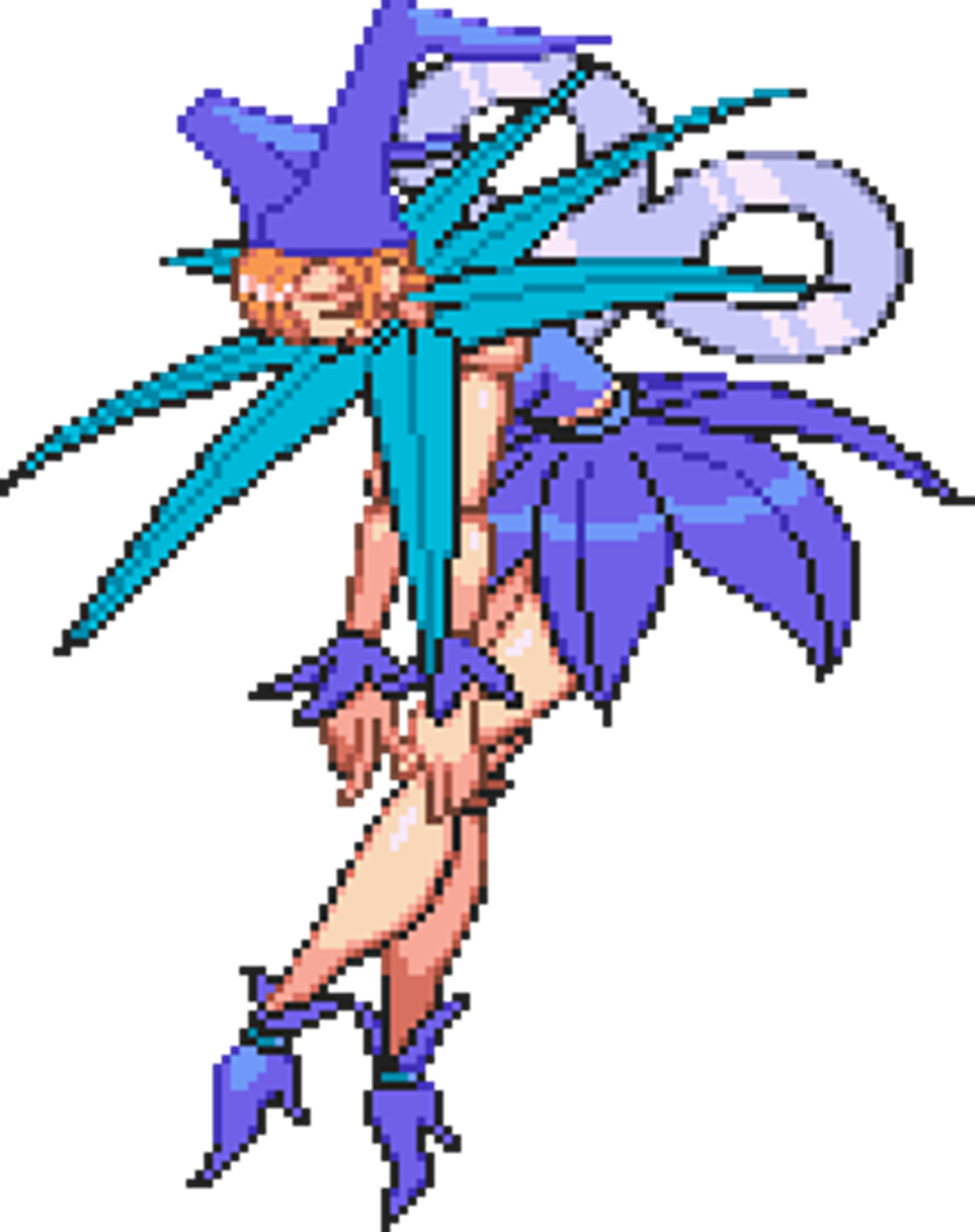 A detailed pixel art image of a wooden puppet-like character from the Darkstalkers video game universe.