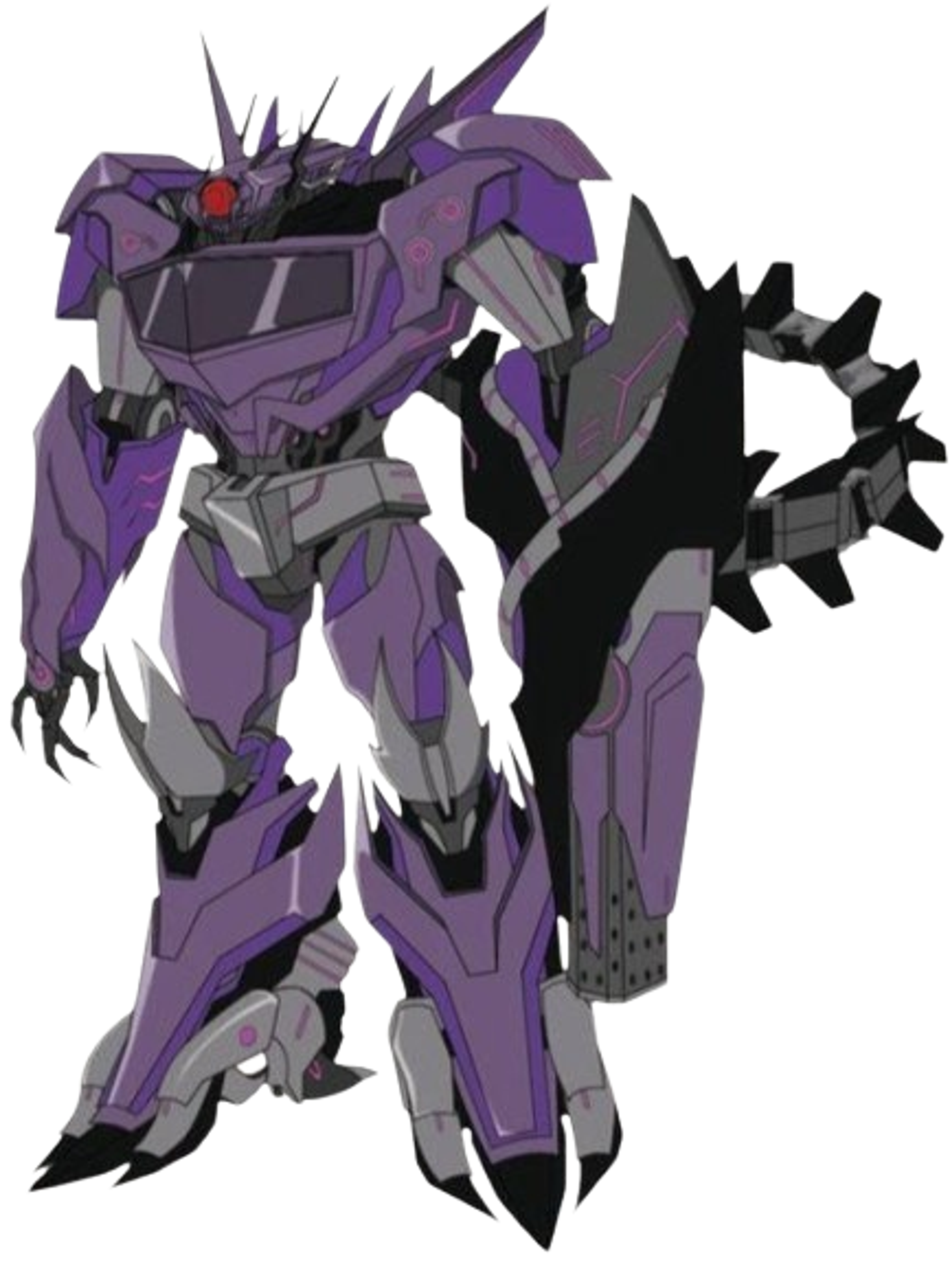 Cybertronian robot scientist Shockwave, purple with silver accents, single red eye