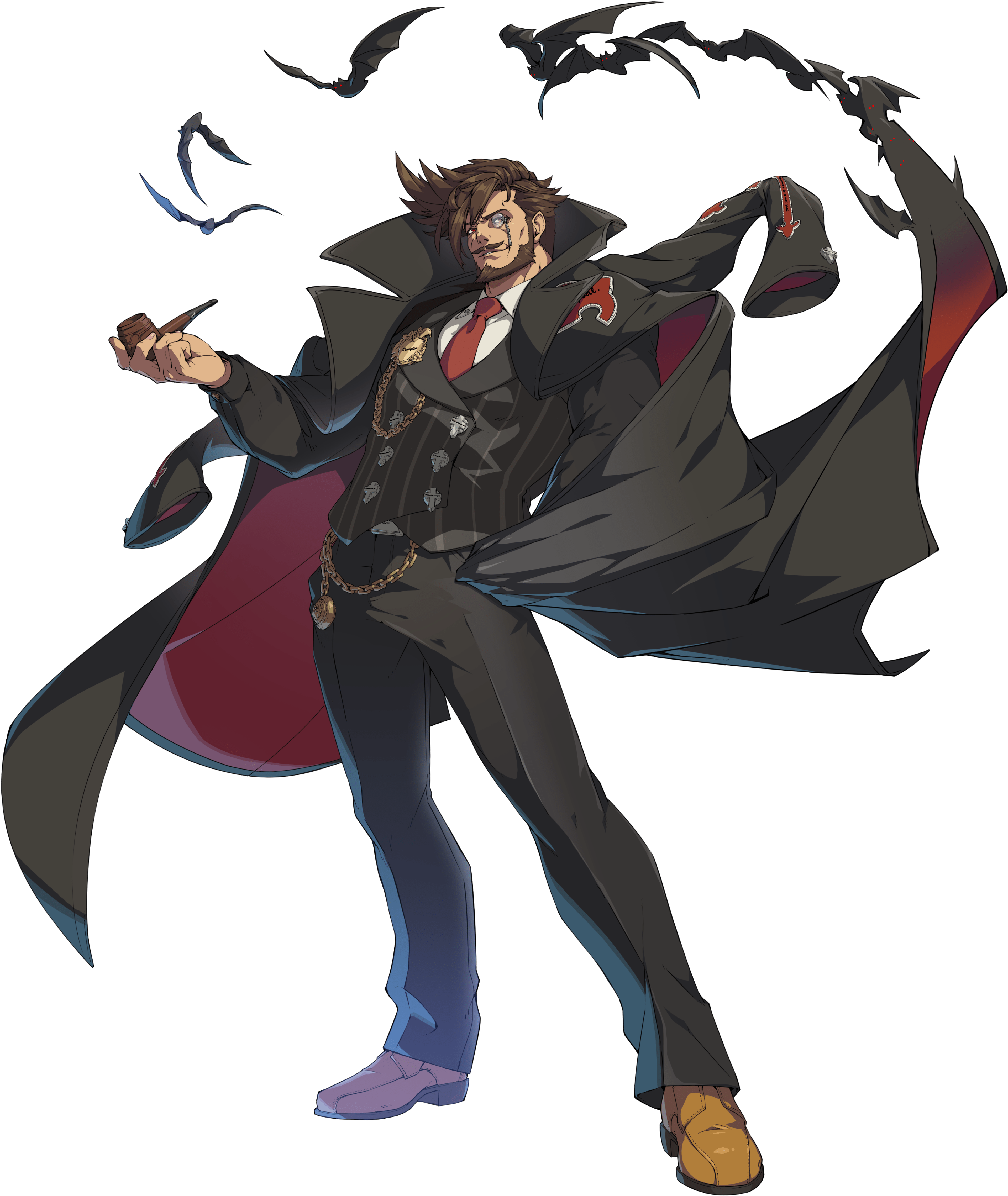 A refined and elegant vampire gentleman in a black suit and cape, with a confident and amused expression.