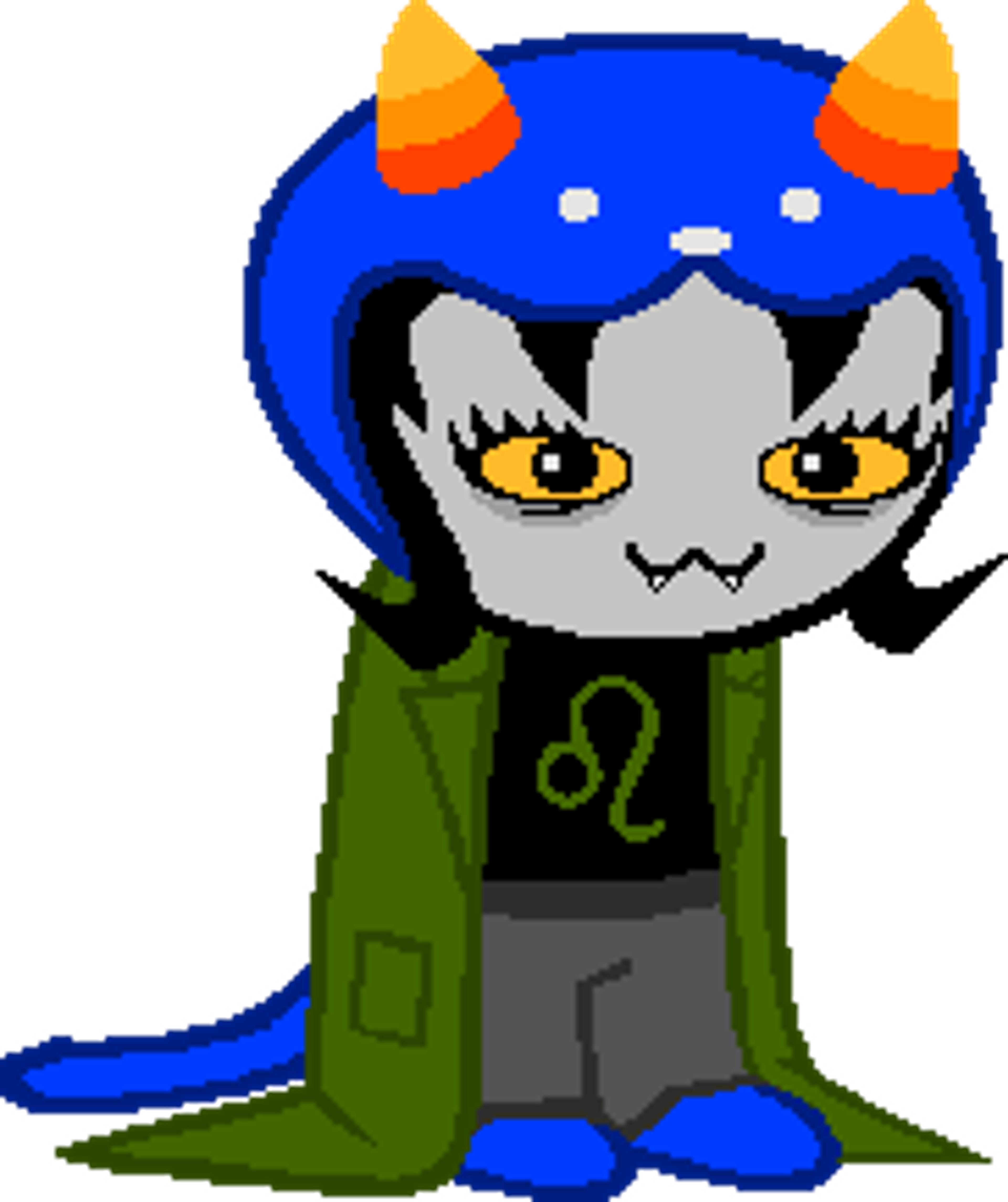 Born as an olive-blooded troll on the planet Alternia, occupying a comfortable middle position in the hemospectrum caste system.,Raised by her two-mouthed feline lusus (guardian) named Pounce de Leon, who taught her hunting skills and influenced her cat-like mannerisms.,Developed a strong moirallegiance (platonic relationship that keeps dangerous tendencies in check) with Equius Zahhak, a blue-blooded troll who acts as her protector.,Created an elaborate cave dwelling decorated with hunting trophies and paintings made from the blood of animals she's hunted.,Became obsessed with tracking the romantic relationships of her friends through her shipping wall, which helped her feel less lonely in her isolated cave home.,Was assigned as Aradia Megido's server player in the game of Sgrub, and was one of the few trolls who knew Aradia was actually a ghost.,Inherited traits from her ancestor, The Disciple, who was known for her devotion to The Signless (Karkat's ancestor) and recording his teachings in blood.