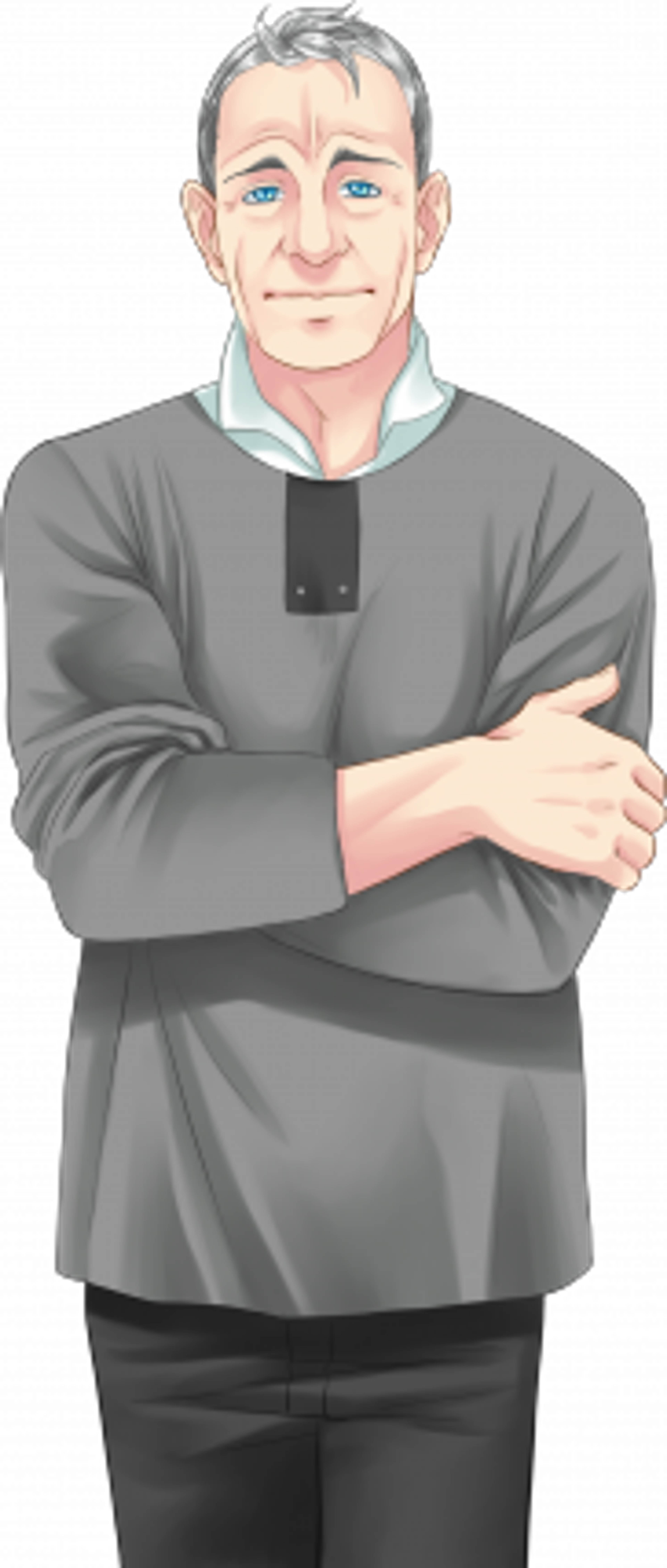 A middle-aged man with grey hair and a serious expression, wearing a grey sweater.