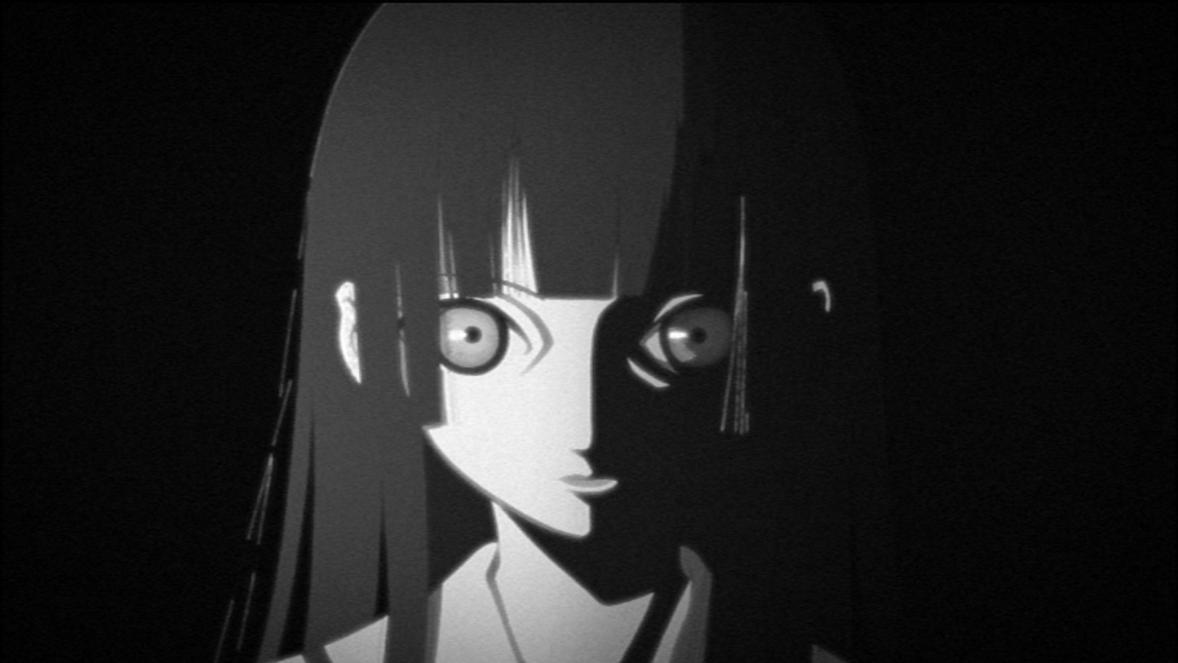 A young woman with long black hair and red eyes, known as the 'Hell Girl'