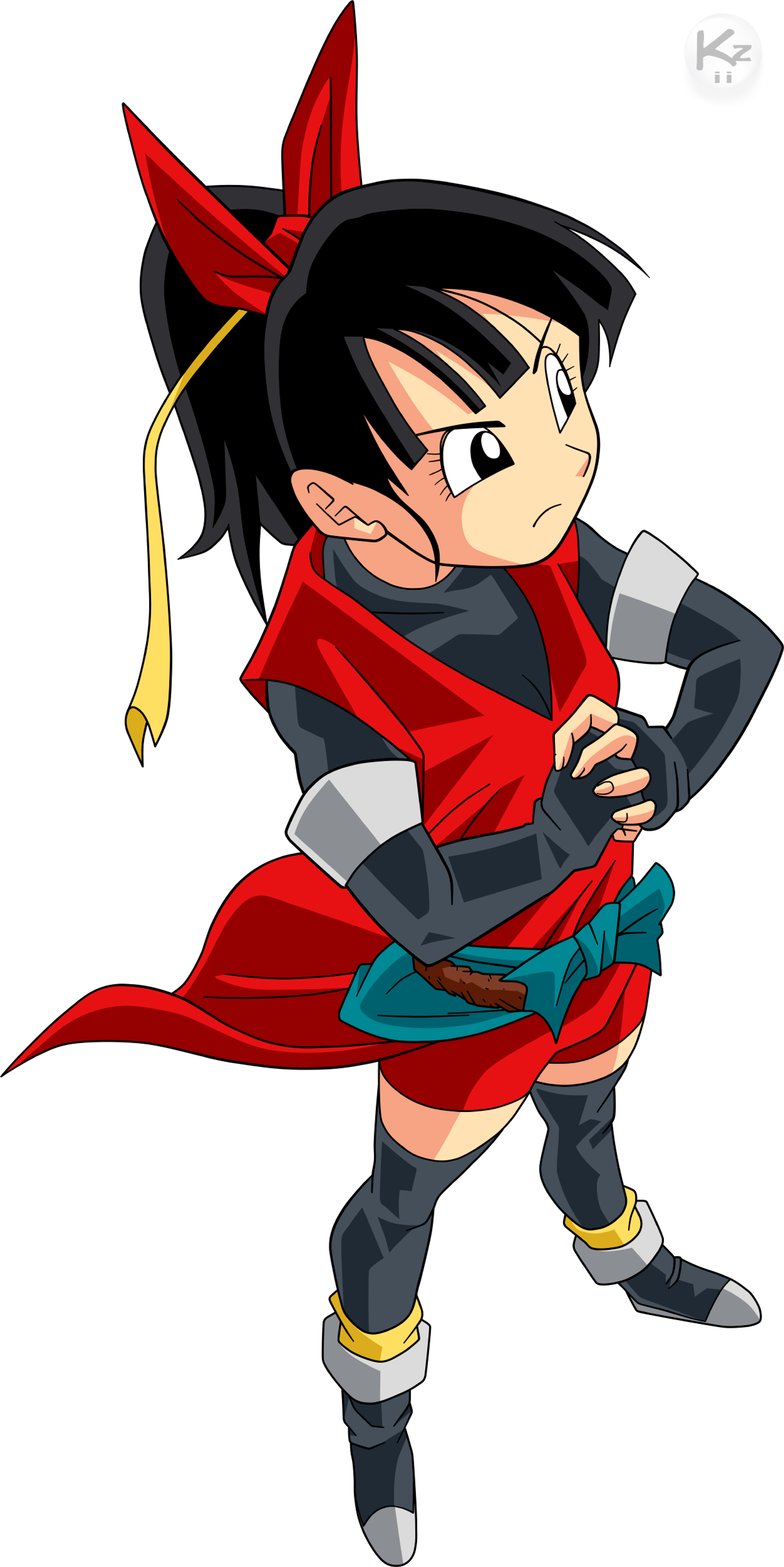 An anime-style character with spiky black hair in a fighting stance