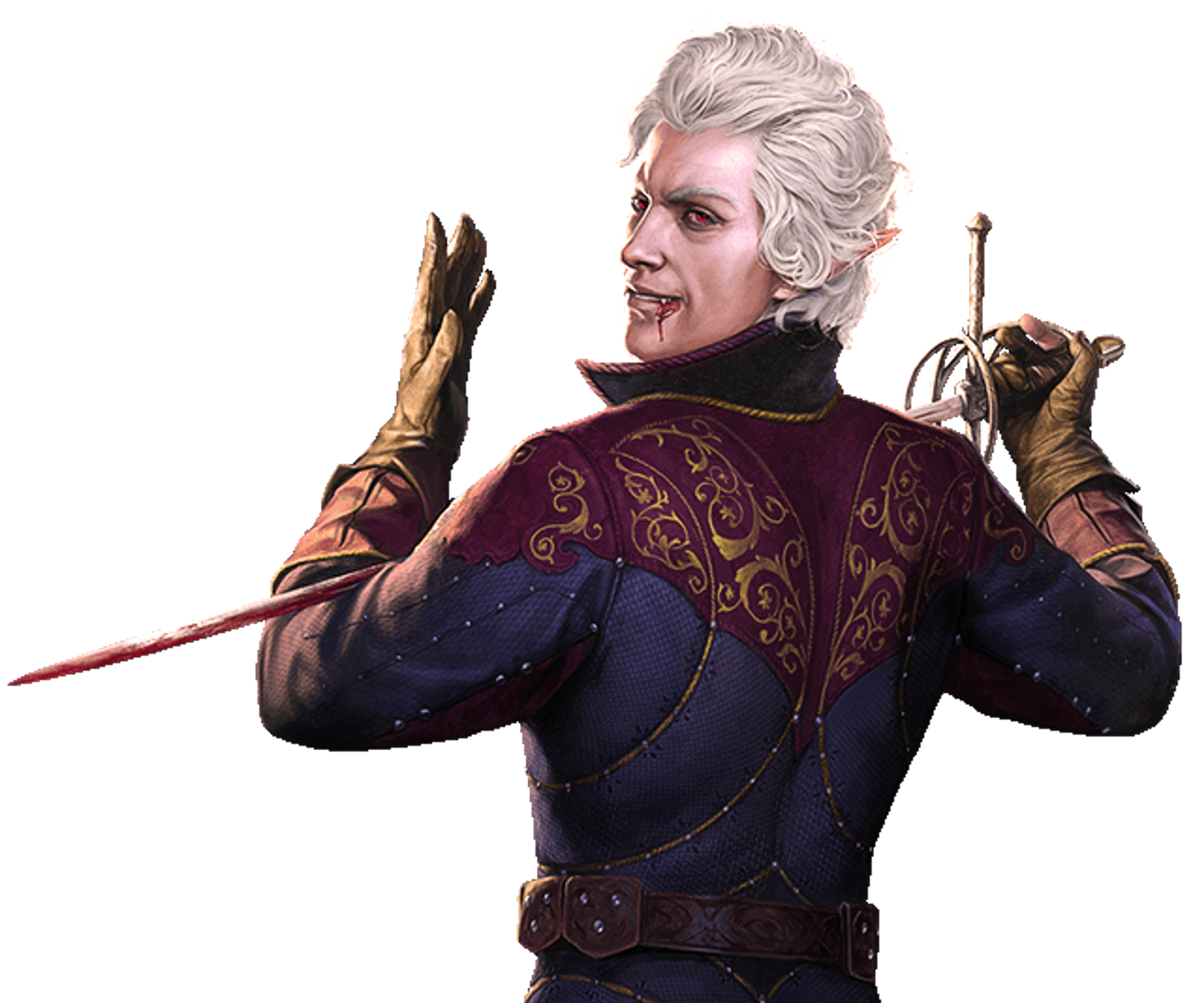 Was a magistrate in Baldur's Gate before being turned into a vampire spawn,Kept as a slave by Cazador to do his bidding after being turned,Forced to hide his vampiric nature from the people of Baldur's Gate