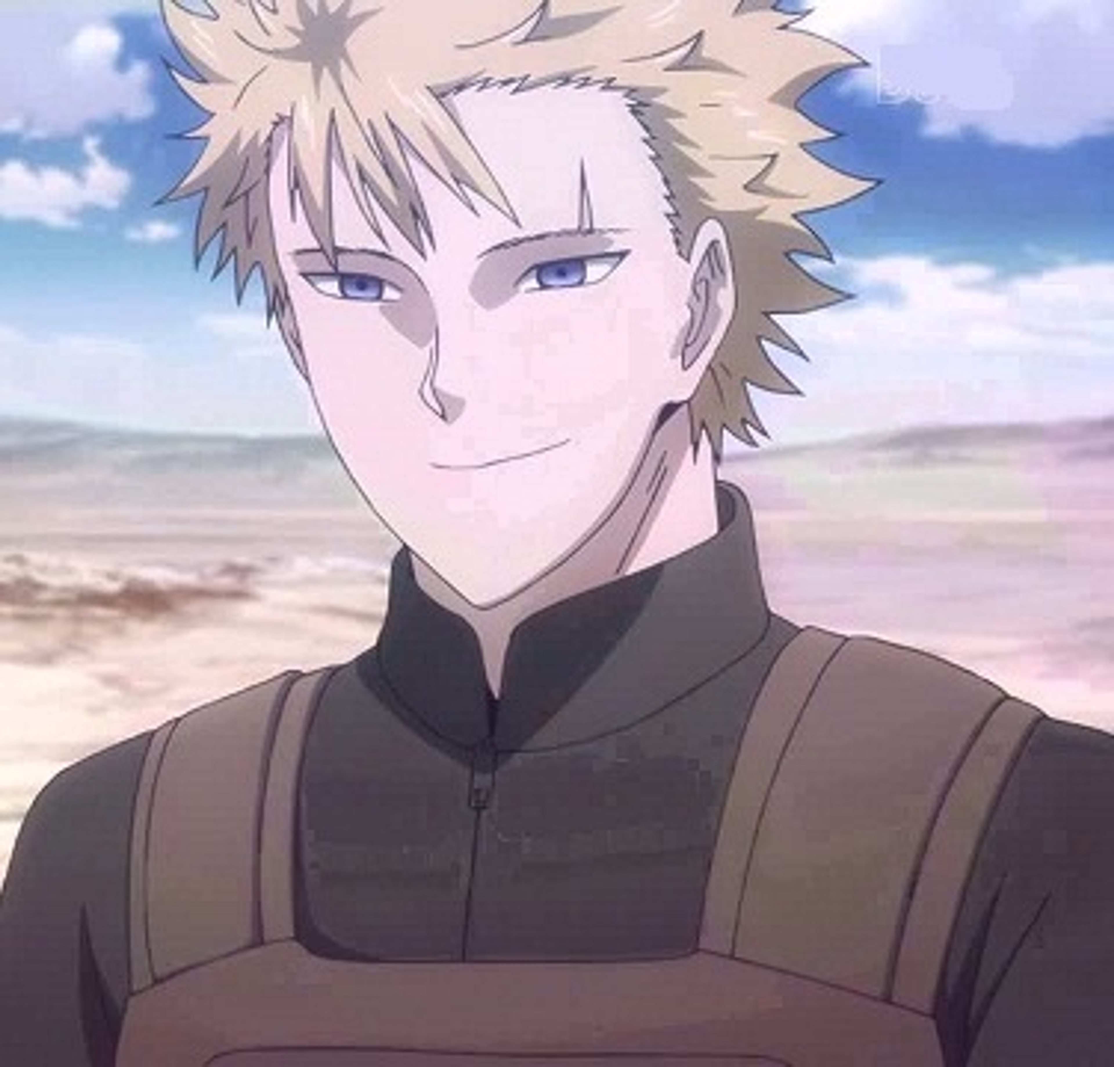 A young man with blond hair and a scar, wearing a black tactical outfit